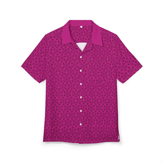 Unisex Hawaiian ButtonDown Shirt  Tropical Vibe Summer Apparel Beachwear Vacation Outfit Casual Wear Alien Flowers Pink