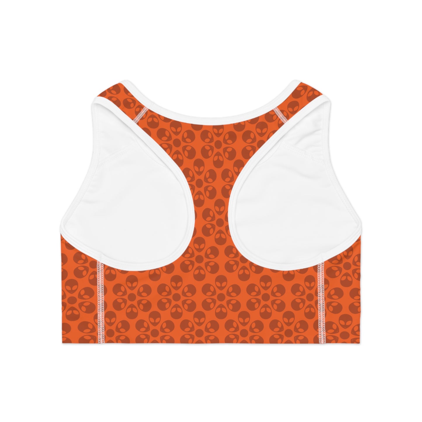 Trendy Floral Pattern Sports Bra Workout Bra for Women Fitness Gear Yoga Top Gym Wear Gift for Athletes Alien Flowers Orange