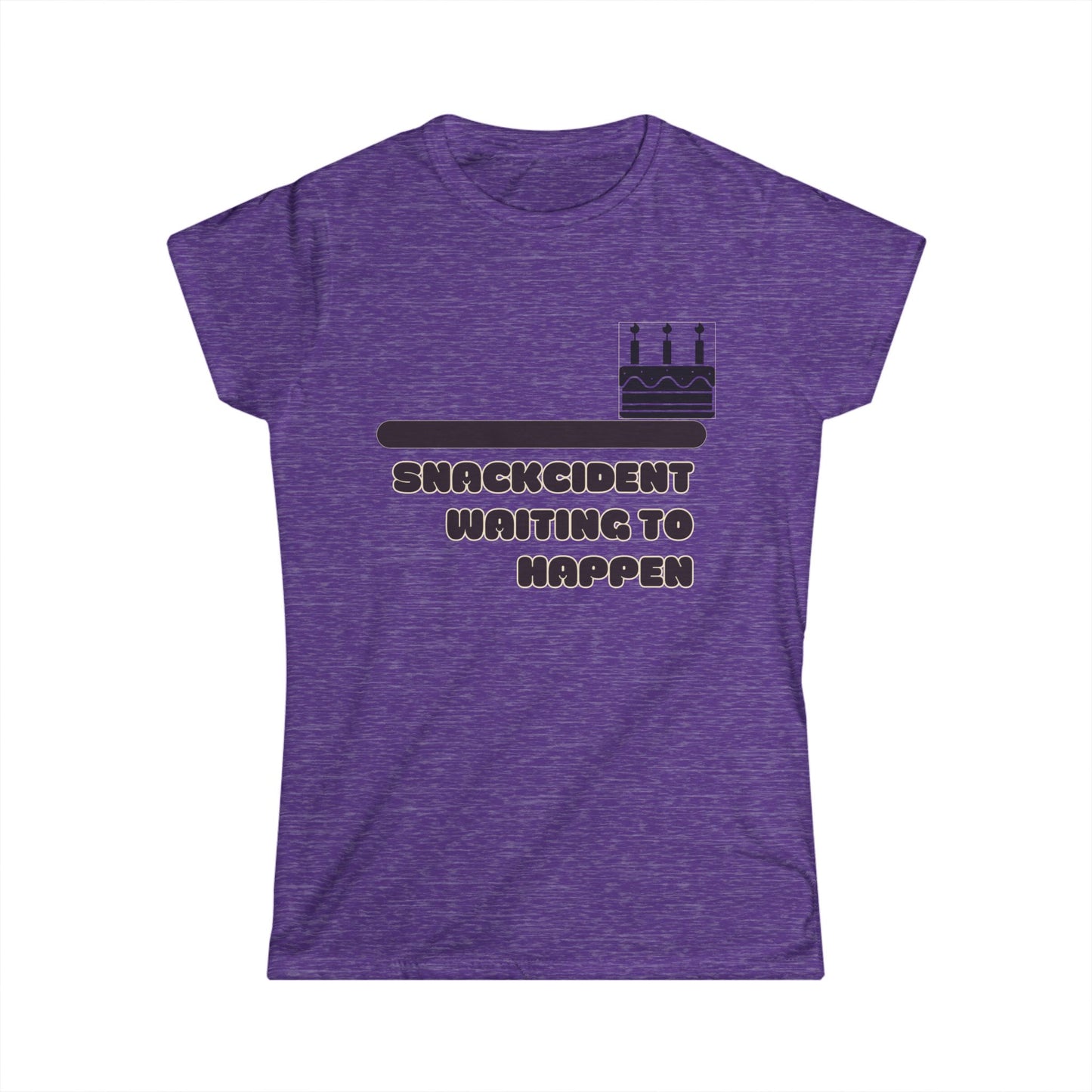 Funny Women's Softstyle Tee | Snackcident Shirt, Gift for Food Lovers, Birthday Pajama Top, Casual Wear, Humor Tee