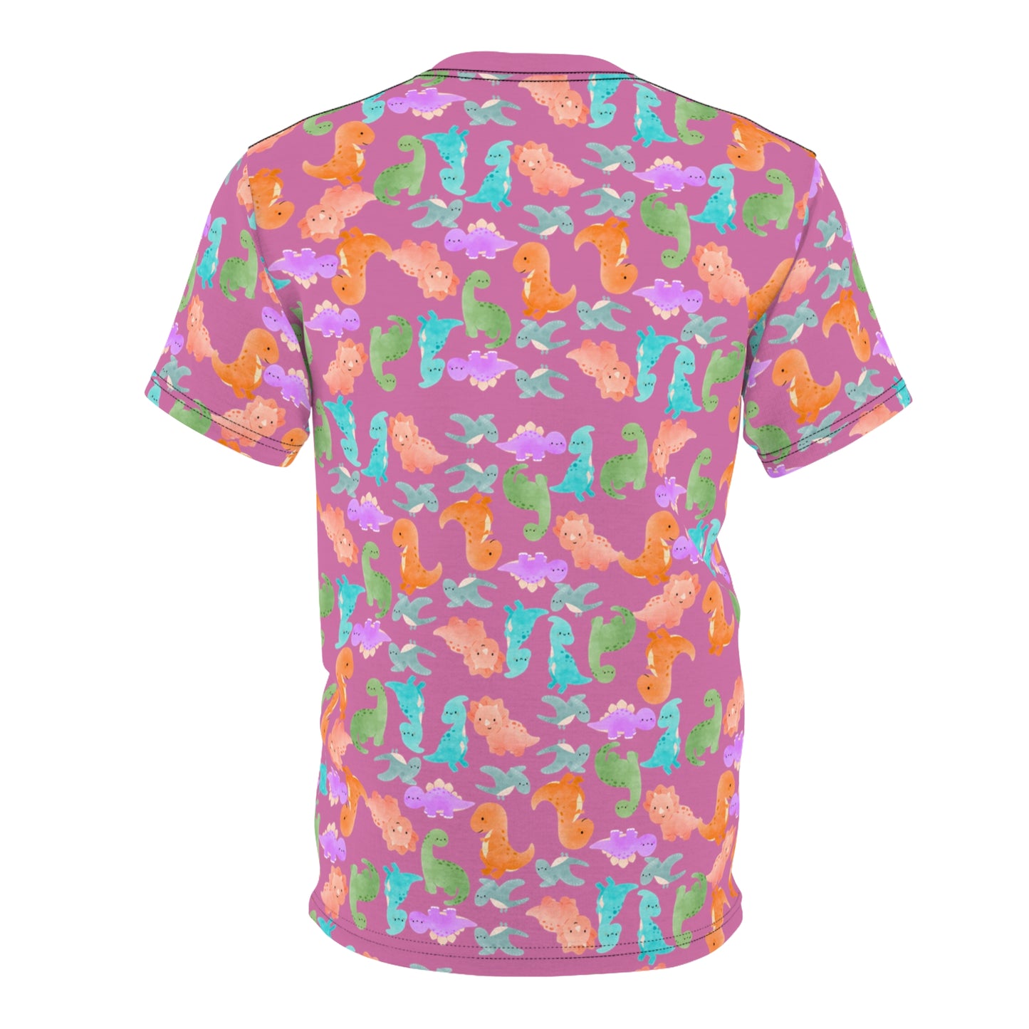 Vibrant Dino Pattern Tee for Ocean Lovers Perfect for Summer Casual Wear Gift for Beach Lovers Tropical Vibe Clothing Rainbow Dinos Light Pink