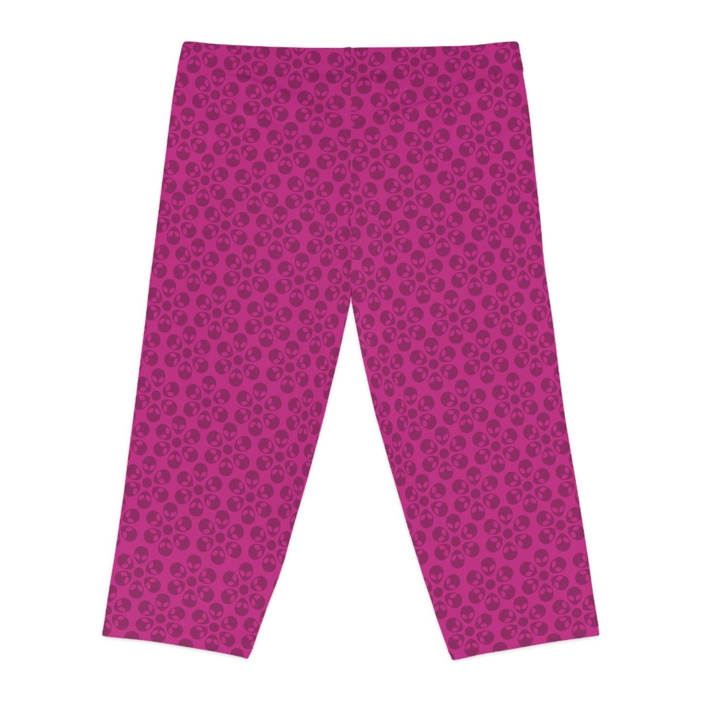 Womens Capri Leggings Alien Flowers Pink