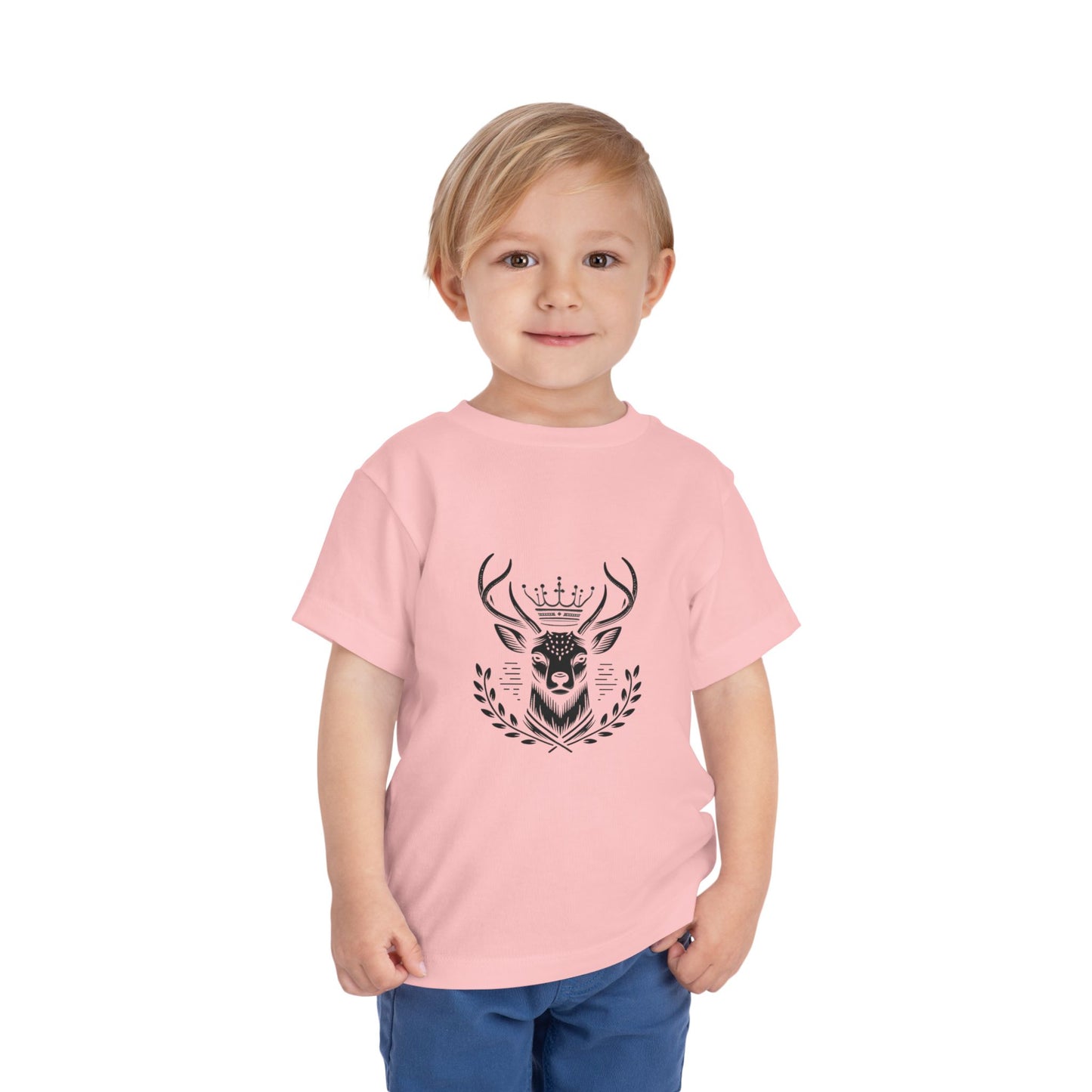 Royal Deer Toddler Short Sleeve Tee - Cute Animal Graphic Tee for Kids - Oh Deer Lord