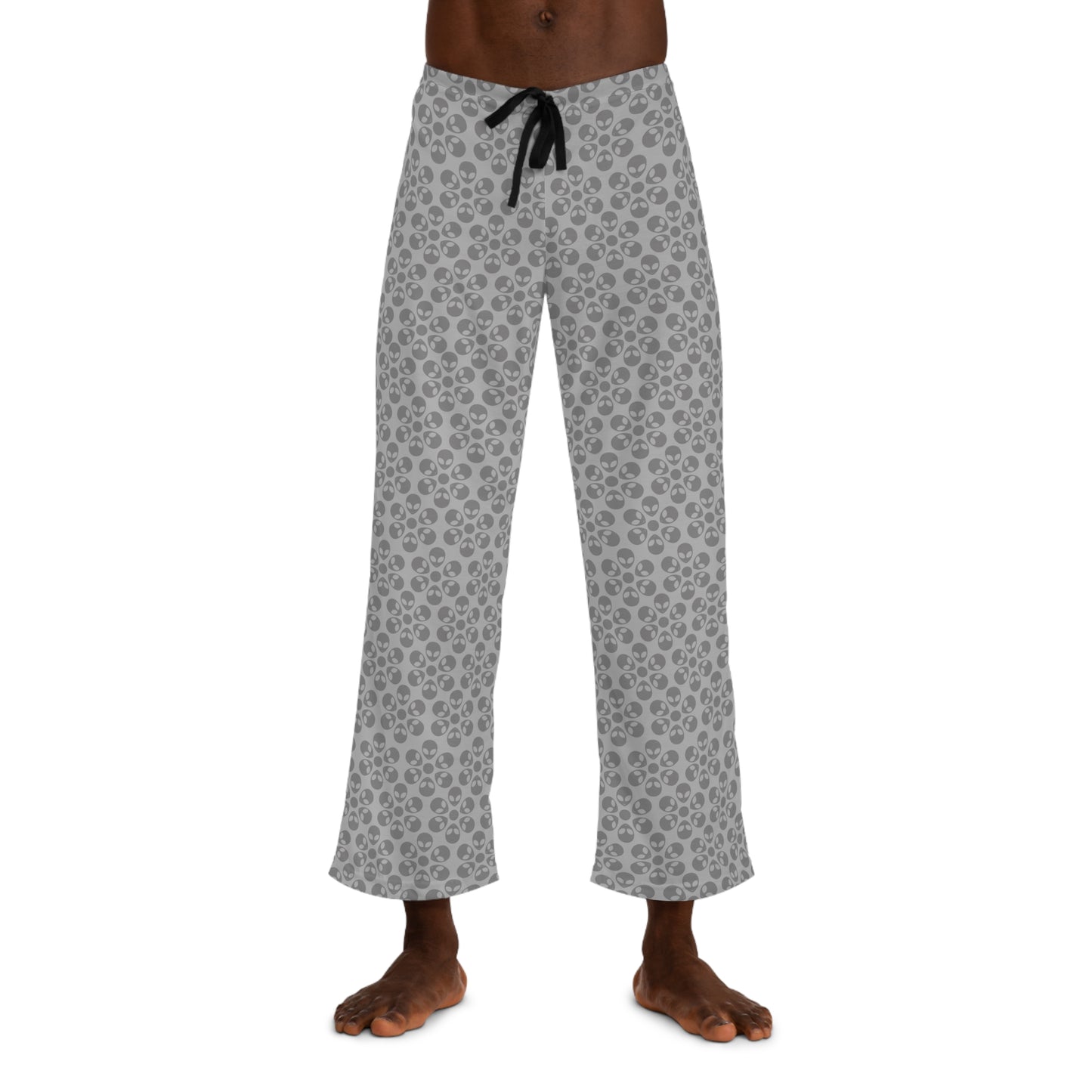Cozy Mens Pajama Pants  Stylish Floral Sleepwear Ideal for Relaxing Gifts for Him Home Lounge Wear Unique Patterned PJs Alien Flowers Light Grey
