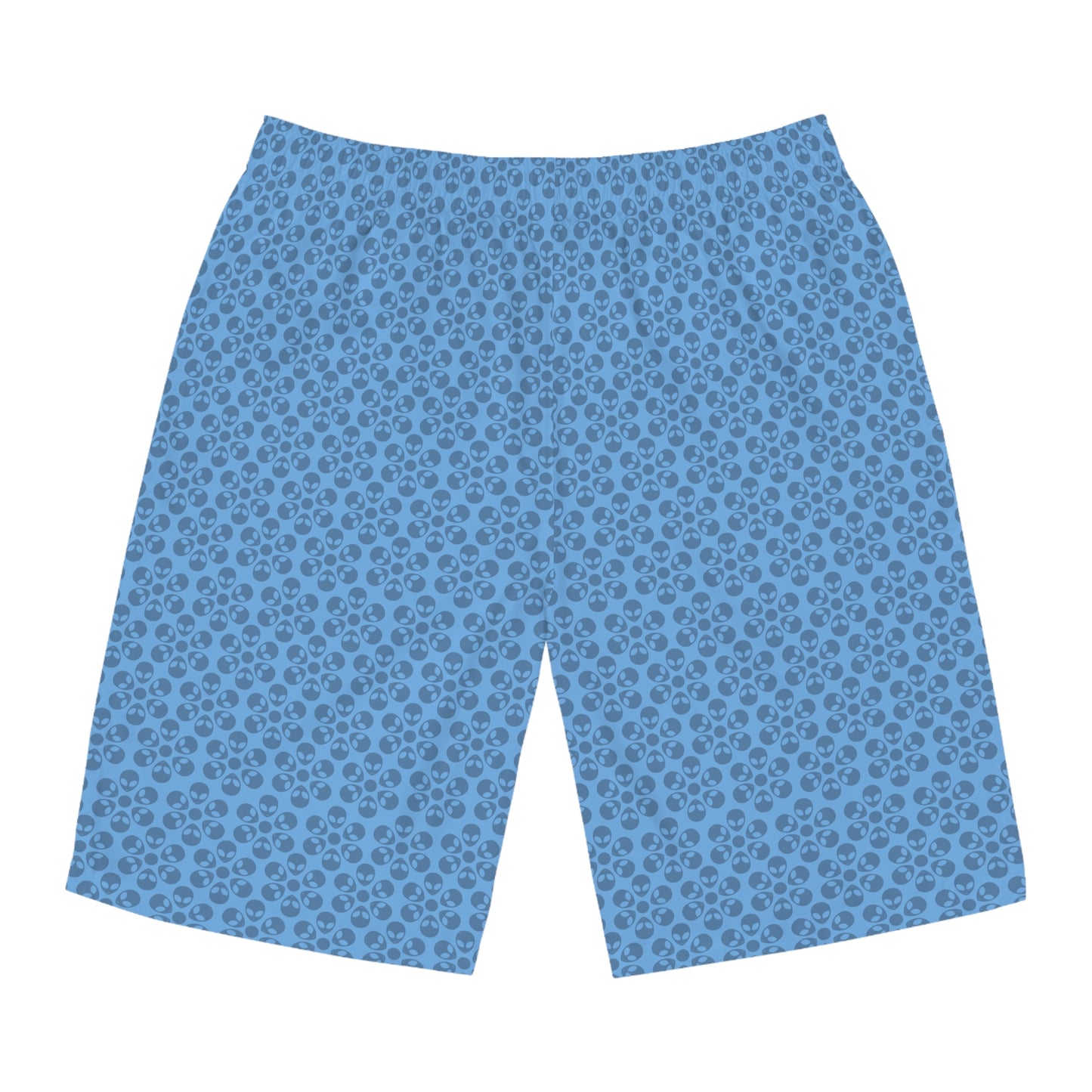 Mens Floral Print Board Shorts Summer Swimwear Beach Attire Vacation Ready Casual Everyday Shorts Alien Flowers Light Blue