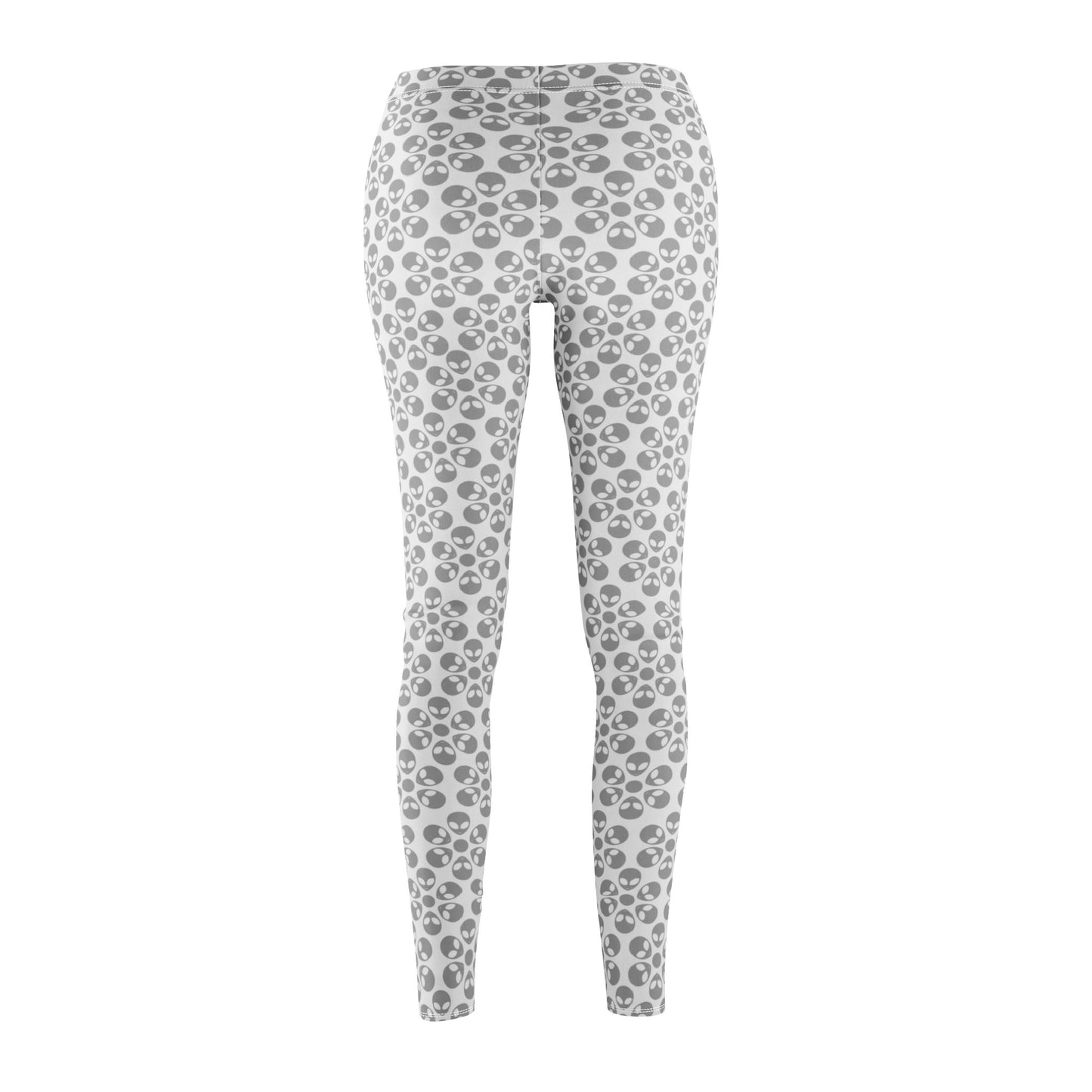 Womens Midrise Casual Leggings  Alien Flowers White
