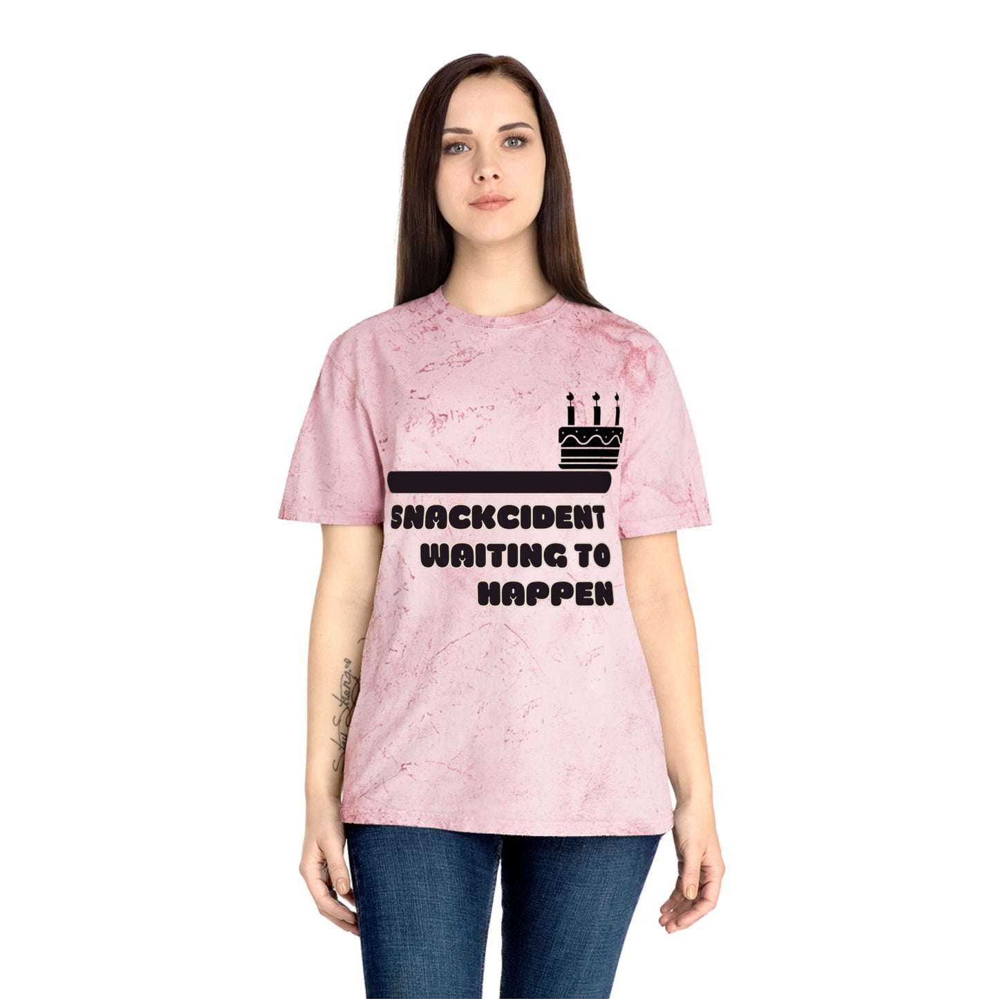 Colorful Humor T-Shirt, Funny Snackcident Shirt, Birthday Gift, Casual Wear, Quirky Apparel, Unisex Fashion