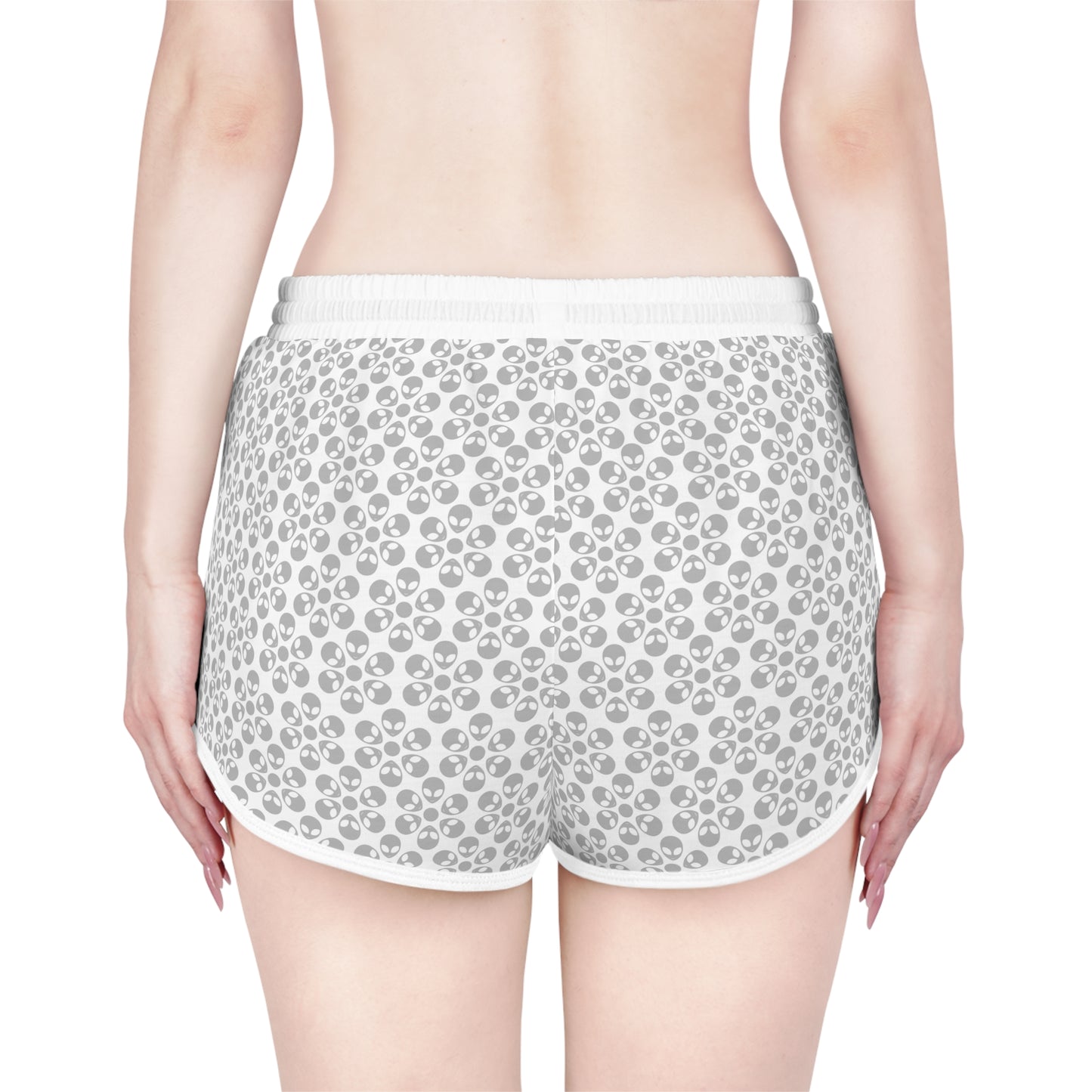 Womens Relaxed Shorts  Alien Flowers White