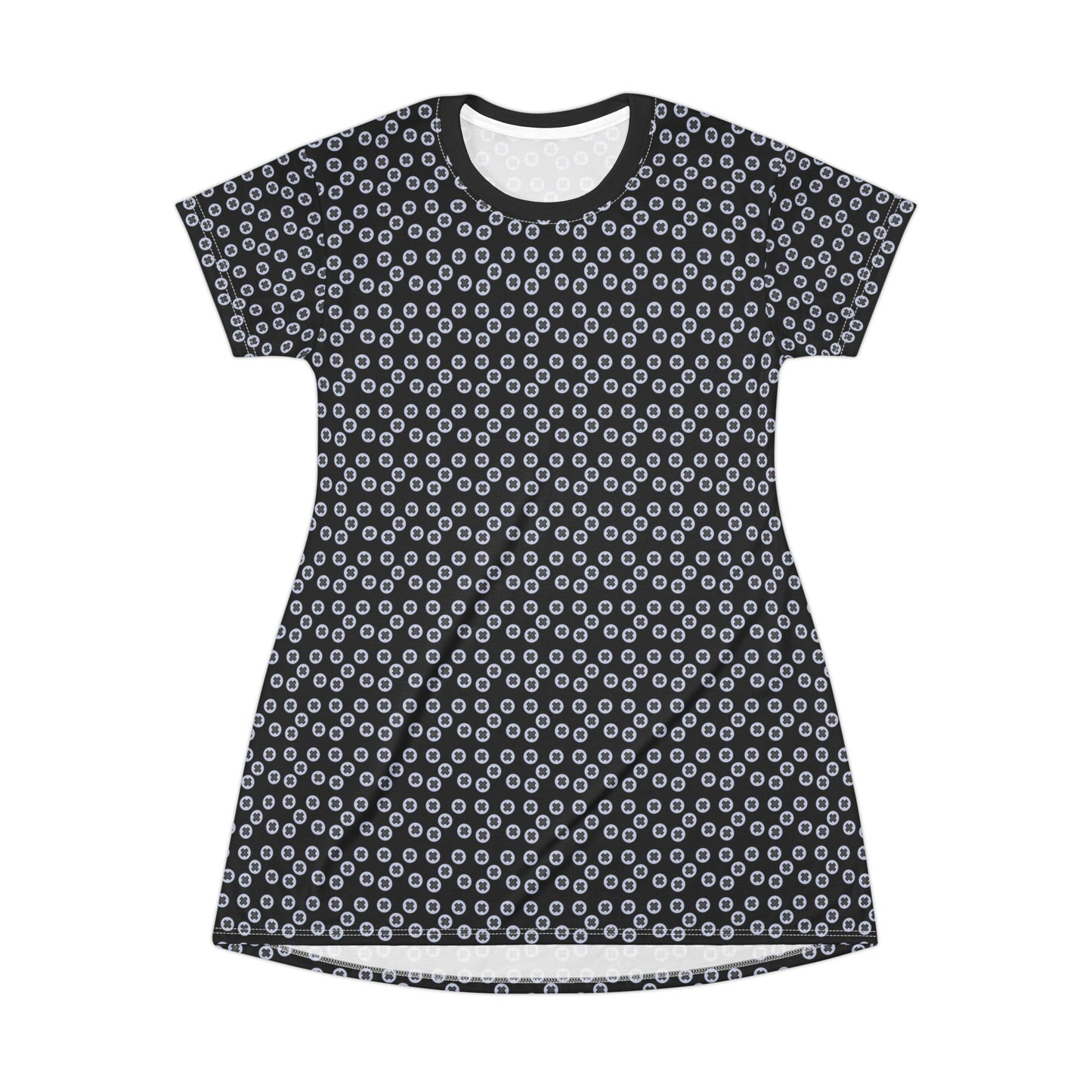 Stylish Floral T-Shirt Dress, Casual Summer Dress, Vintage-Inspired Outfit, Everyday Wear, Perfect for Gift Giving - Black