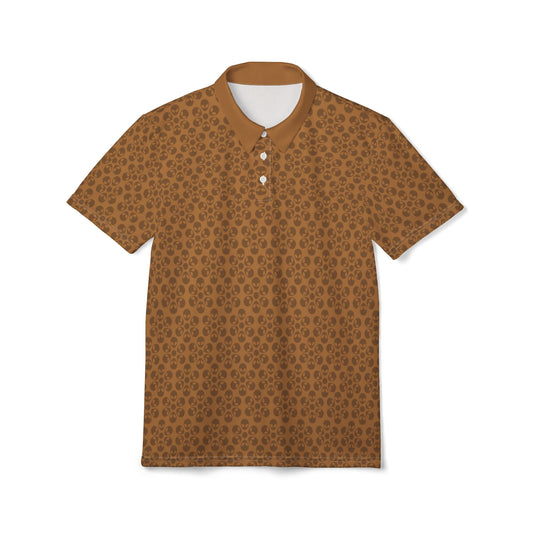 Stylish Unisex Polo Shirt  Modern Floral Design Casual Wear Gift for Him/Her Summer Outfit Personalized Style Alien Flowers Light Brown