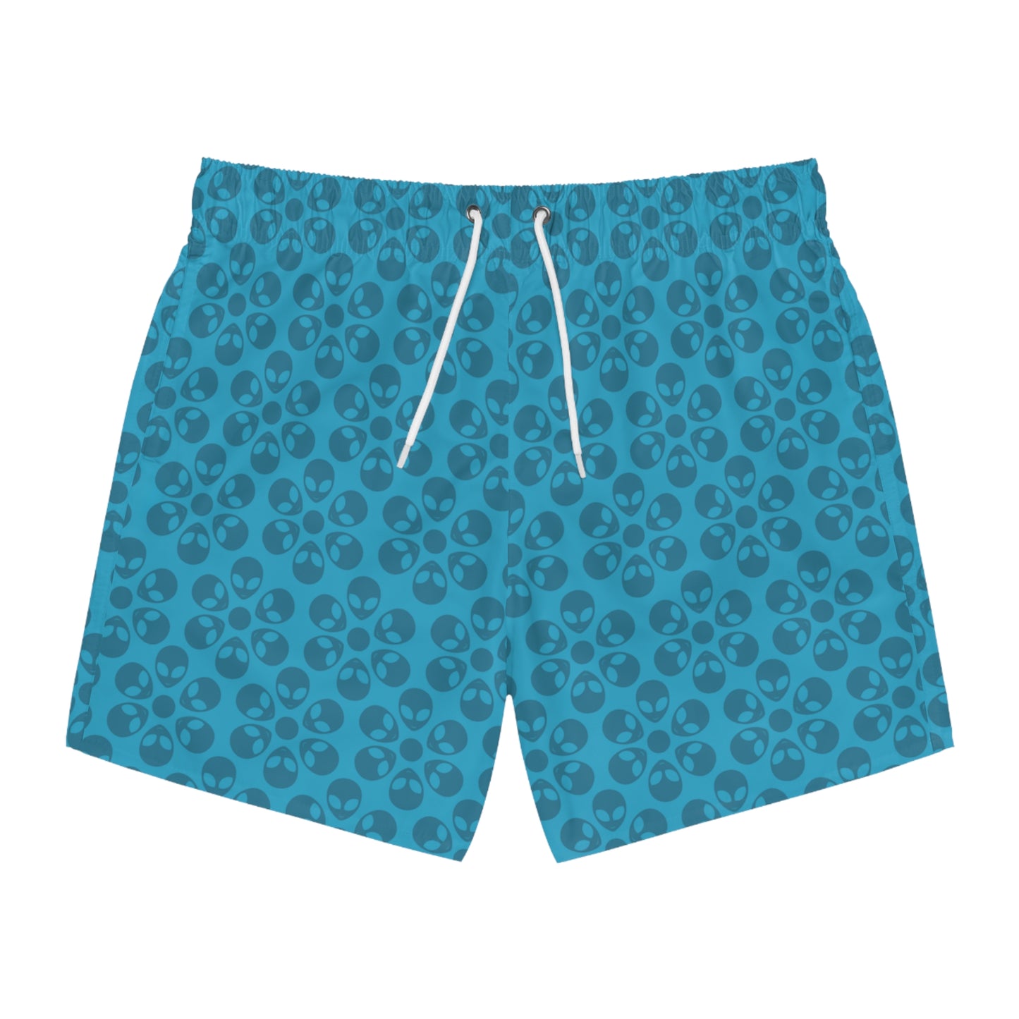 Stylish AOP Swim Trunks for Beach Days Summer Fun Pool Parties Vacation Wear Gift for Him Alien Flowers Turquoise