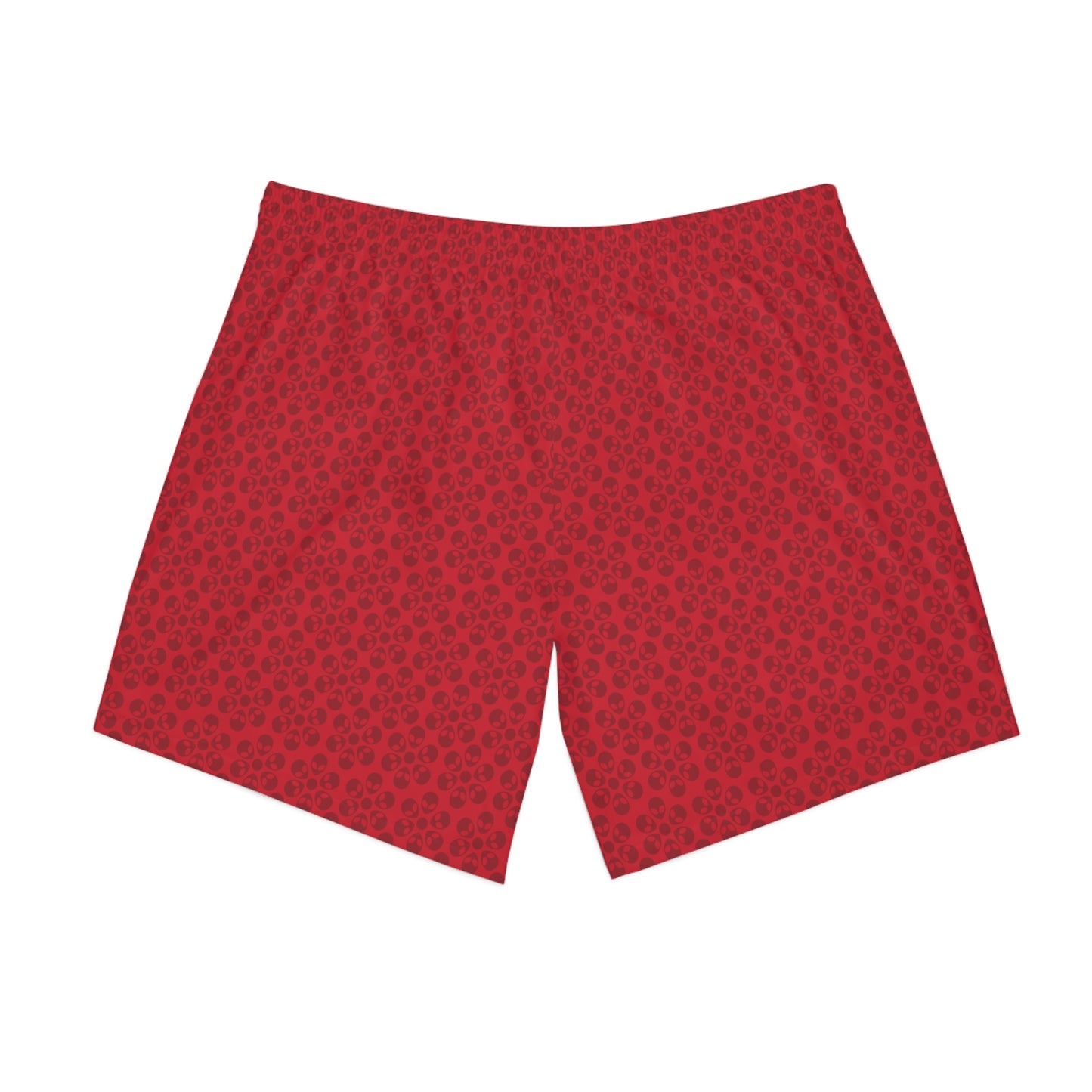 Mens Elastic Beach Shorts  Alien Flowers Dark Red