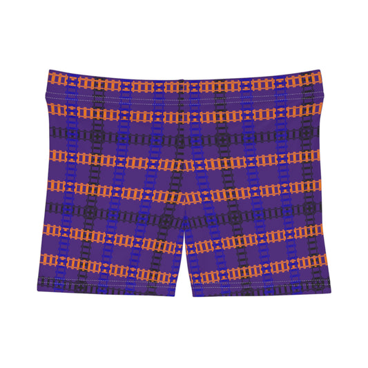Stylish Womens Shorts Comfortable Fitness Shorts Colorful Loungewear Summer Pajama Shorts Everyday Casual Shorts Train Tracks Purple