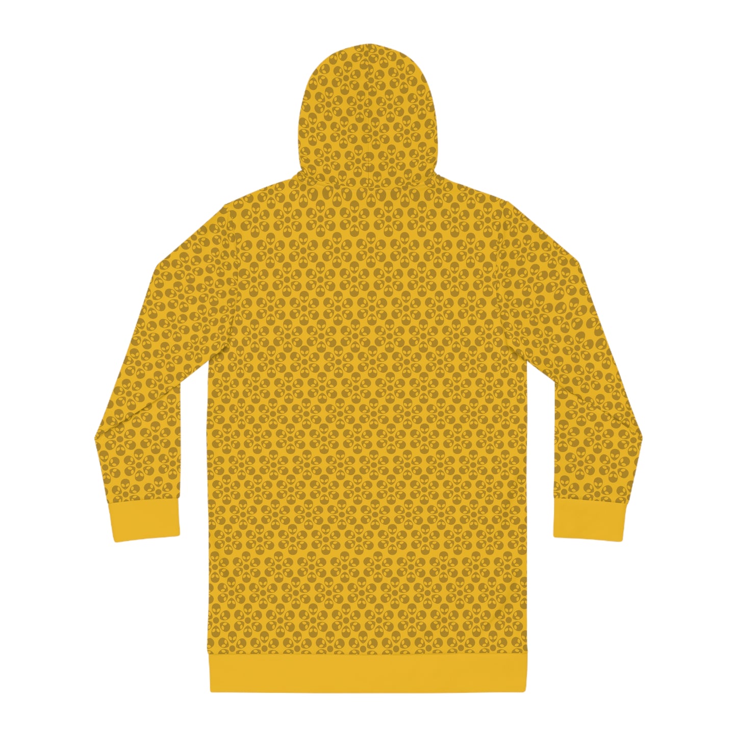 Womens Hoodie Dress  Alien Flowers Yellow