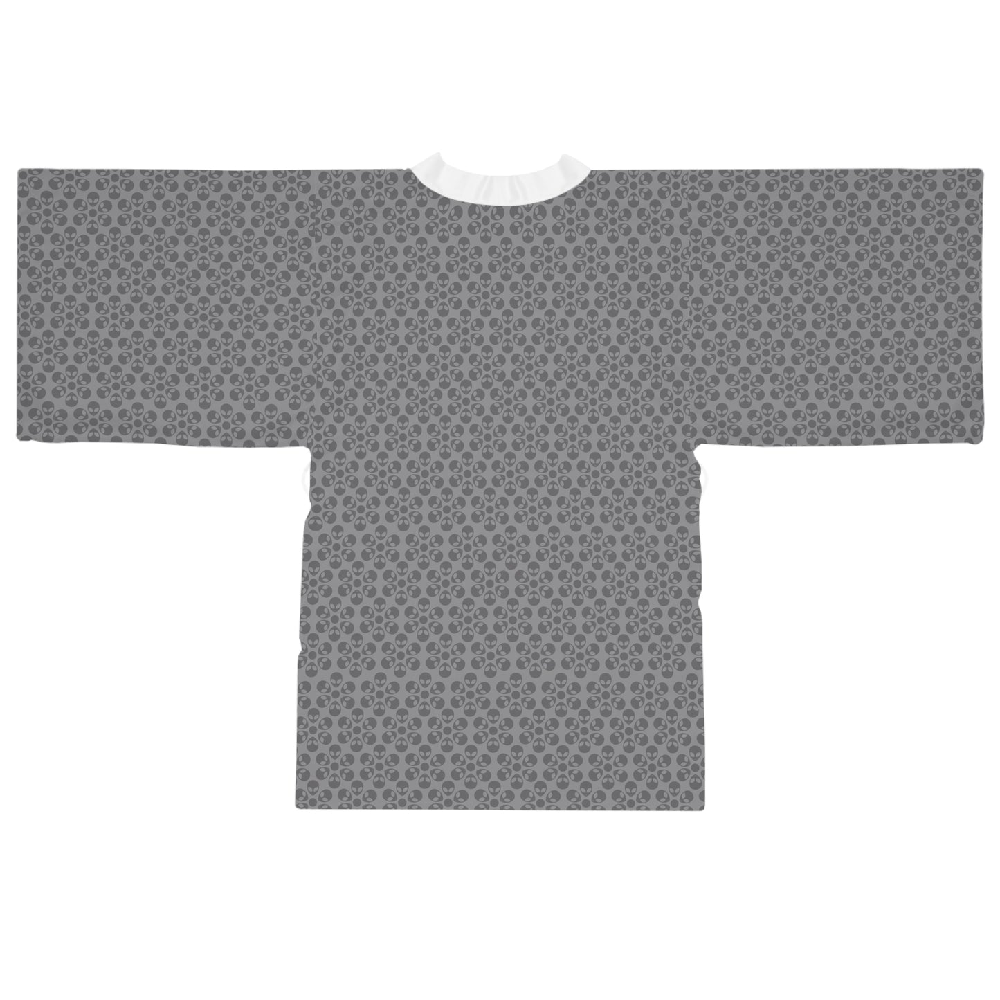 Chic Floral Long Sleeve Kimono Robe Bohemian Loungewear Relaxation Gift Spa Day Essential Cozy Home Attire Trendy Style Alien Flowers Grey