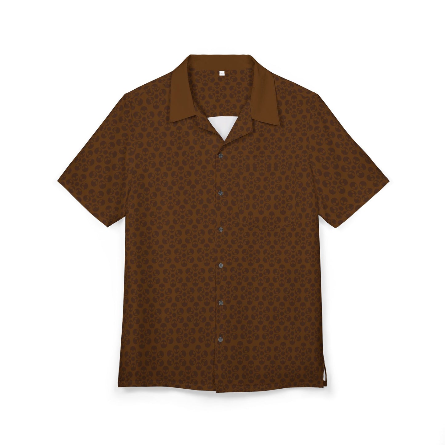 Unisex Hawaiian ButtonDown Shirt  Tropical Vibe Summer Apparel Beachwear Vacation Outfit Casual Wear Alien Flowers Brown