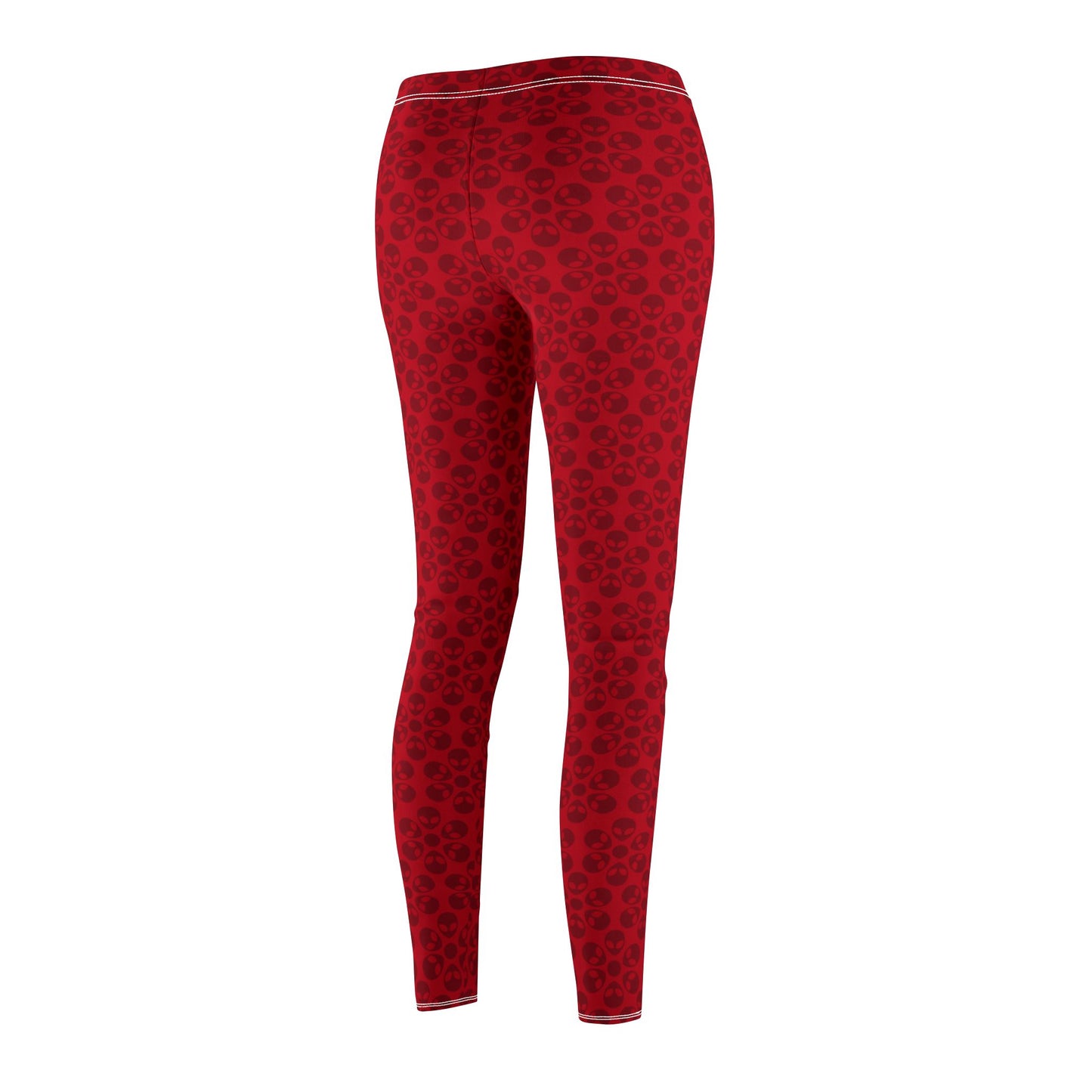 Womens Midrise Casual Leggings  Alien Flowers White
