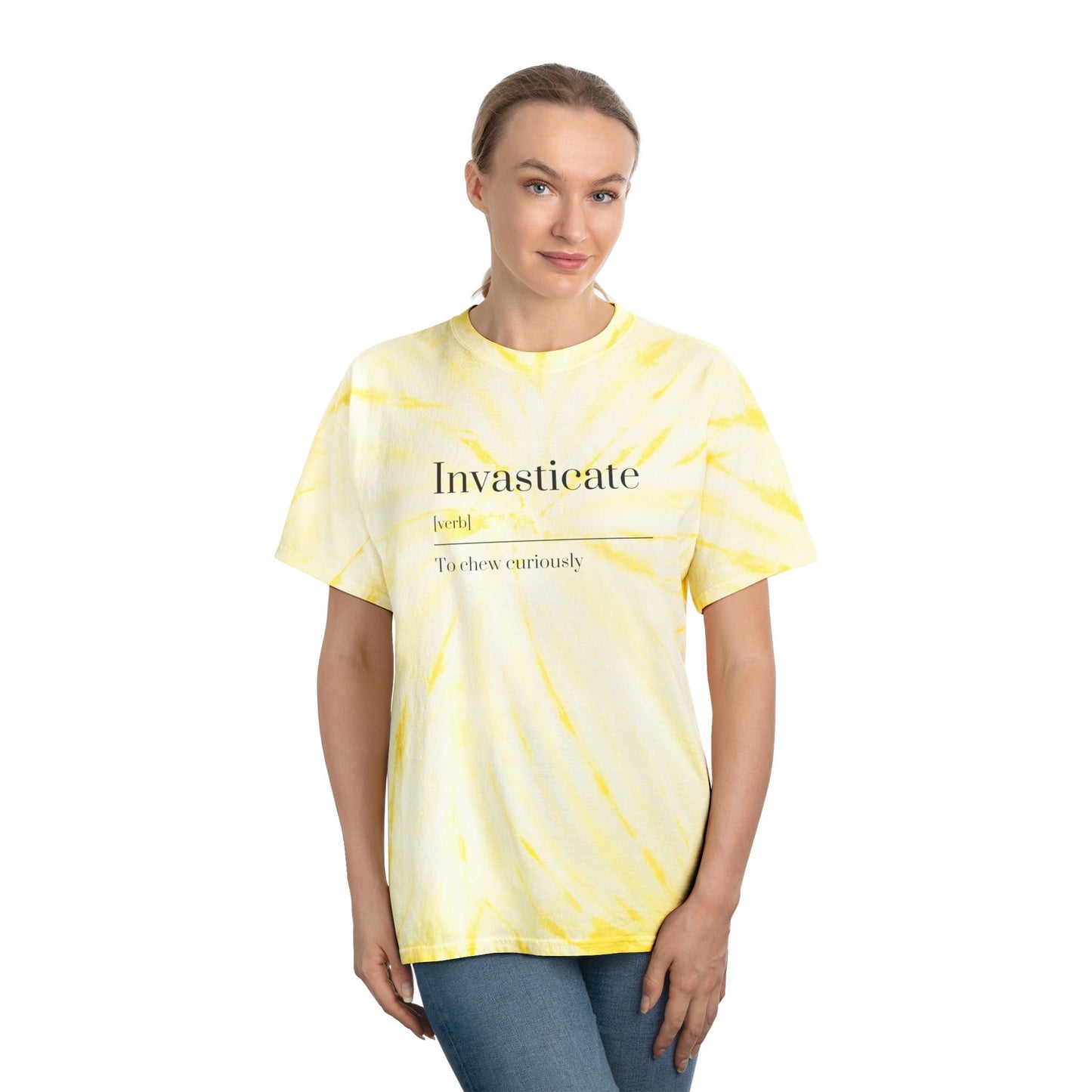 Sunny Tie-Dye Tee, Invasticate, Casual Summer Shirt, Gift for Her, Vibrant Everyday Wear, Boho Style T-Shirt