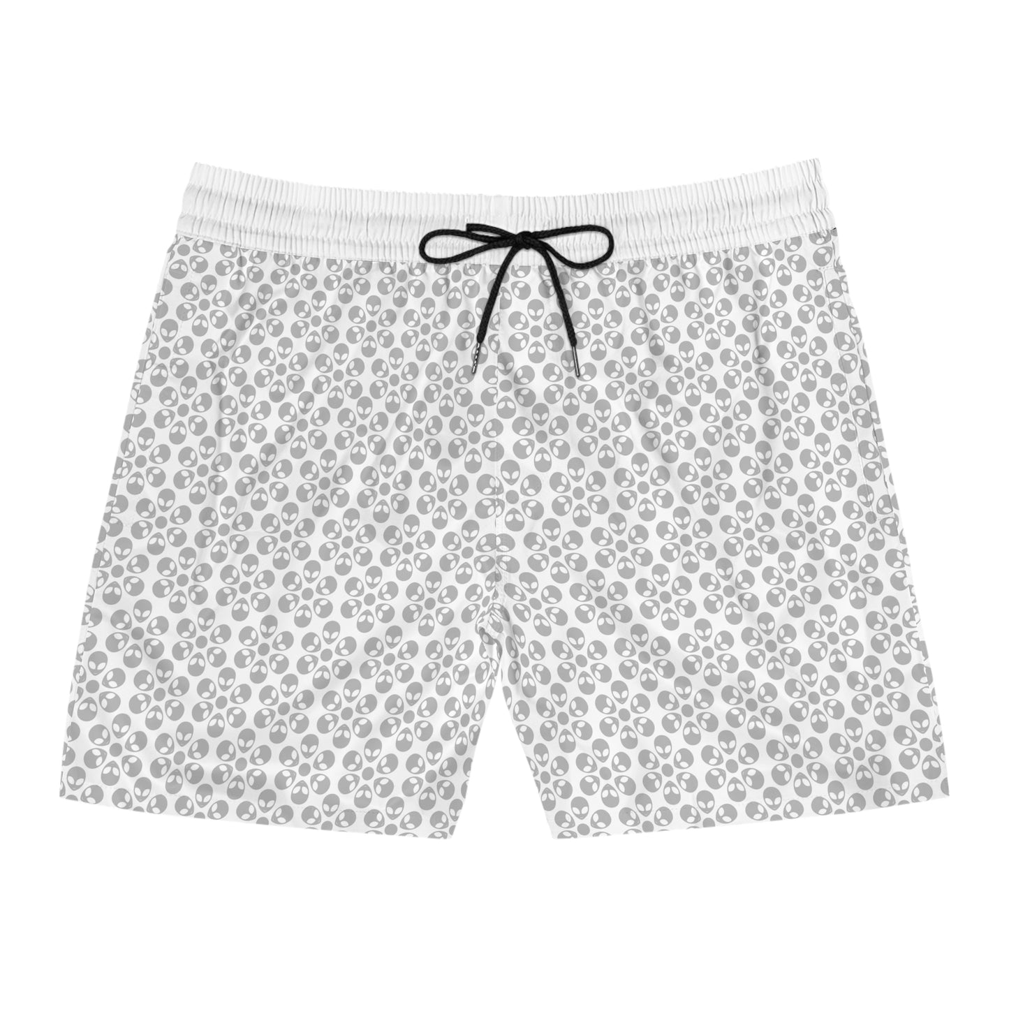 Stylish Mens MidLength Swim Shorts Beachwear Vacation Essentials Poolside Comfort Summer Outfit Trendy Swimwear Alien Flowers White