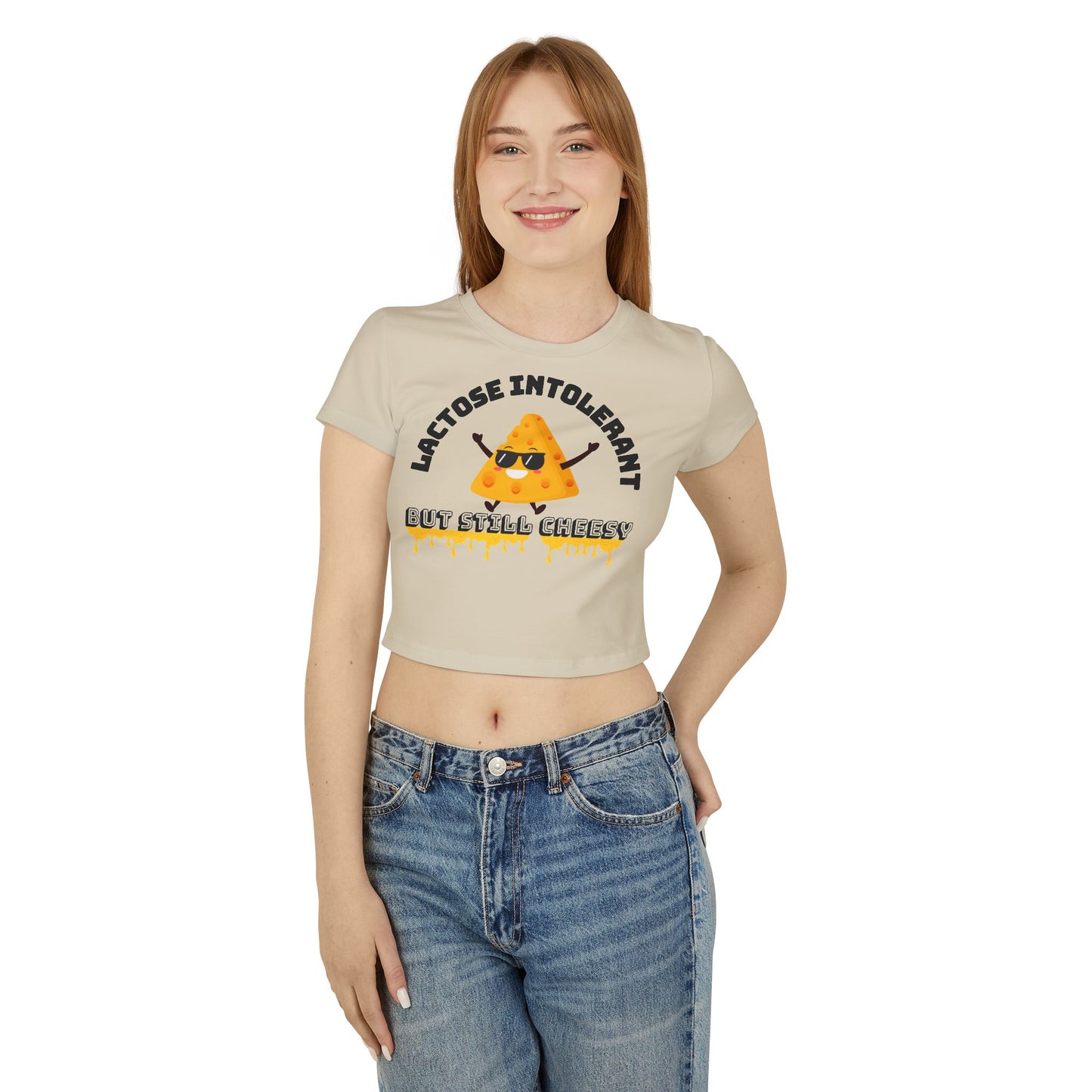 Cheesy Lactose Intolerant Baby Tee, Funny T-Shirt, Gift for Foodies, Cute Casual Wear, Great for Parties, Fun Holiday Top