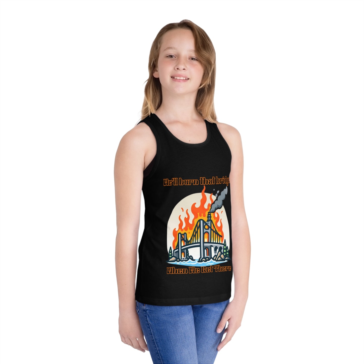 Youth Graphic Tank Top - "We'll Burn That Bridge" Design