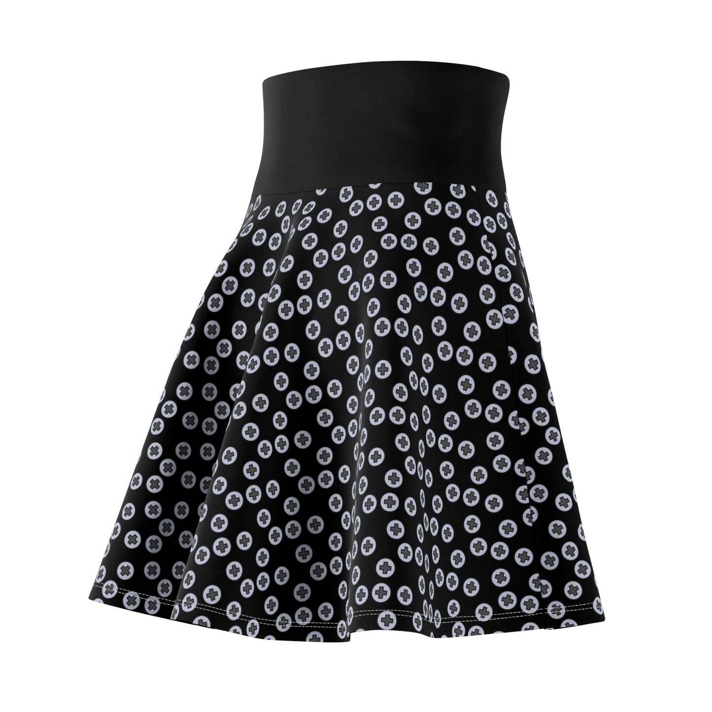 Chic Women's Skater Skirt, Stylish Summer Skirt, Fun Printed Skirt, Casual Outfit, Unique Gift for Her, Dance Skirt - Black