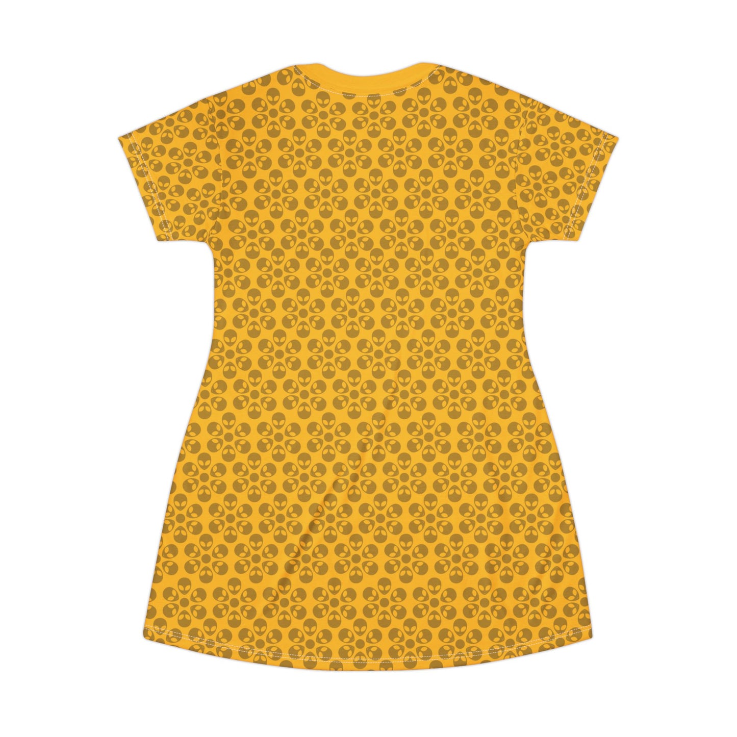 Floral Pattern TShirt Dress Casual Summer Dress Cute Dress for Women Floral Print Dress Trendy Everyday Wear Perfect for Beach Alien Flowers Yellow