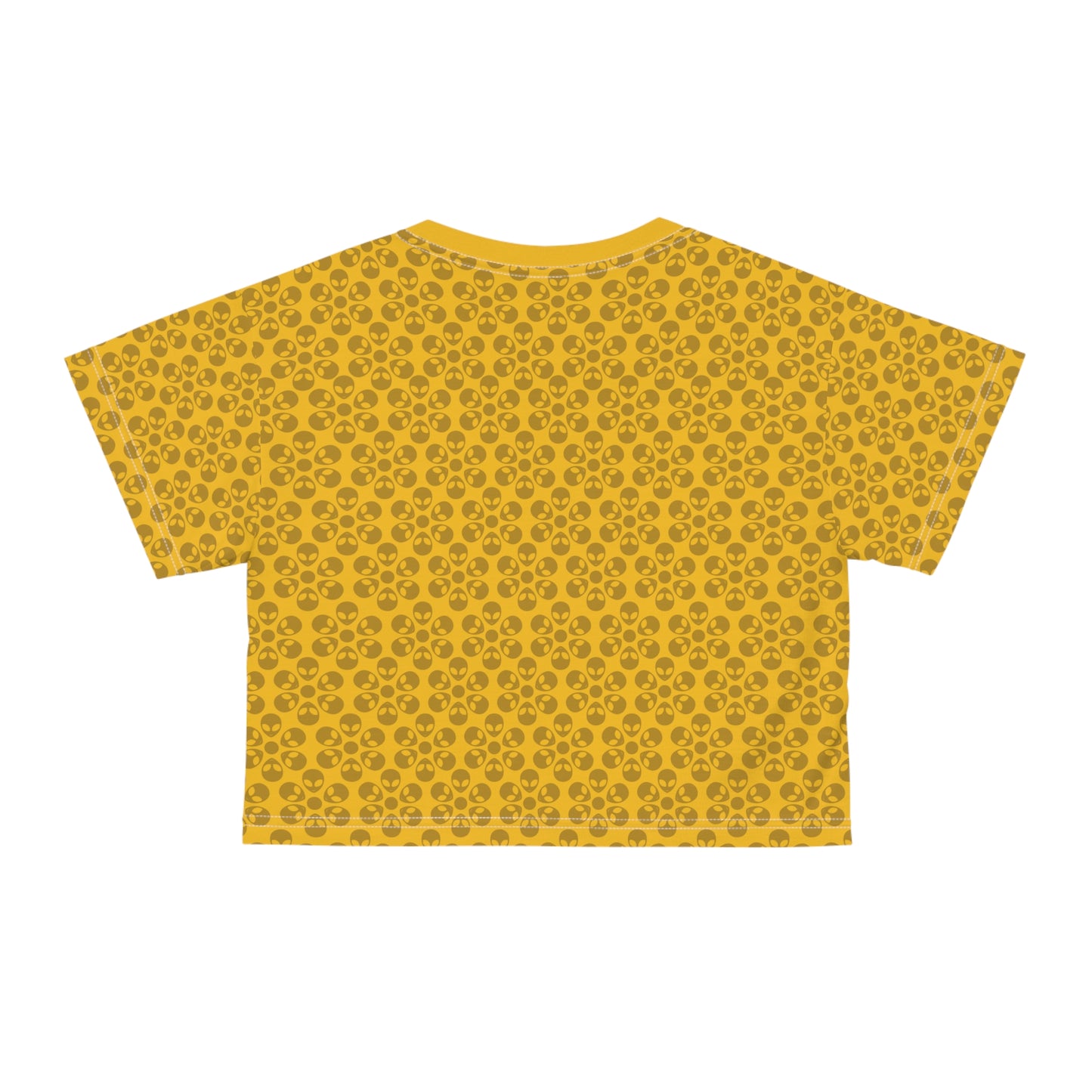 Feminine Floral Crop Tee Trendy Summer Top Aesthetic Graphic Shirt Casual Outfit Unique Gift for Her Vintage Style Tee Alien Flowers Yellow