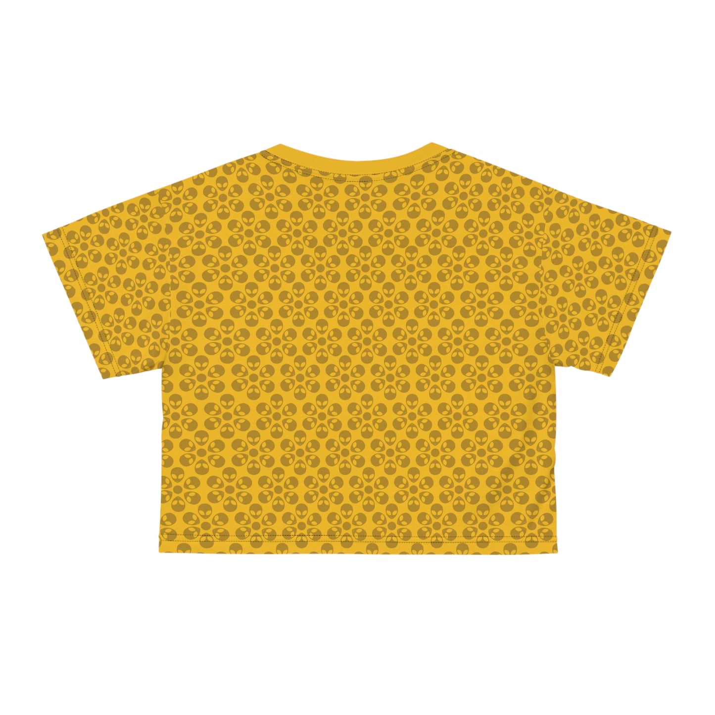 Feminine Floral Crop Tee Trendy Summer Top Aesthetic Graphic Shirt Casual Outfit Unique Gift for Her Vintage Style Tee Alien Flowers Yellow