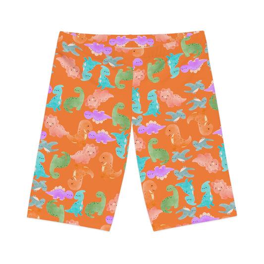 Womens Bike Shorts  Rainbow Dinos Crusta