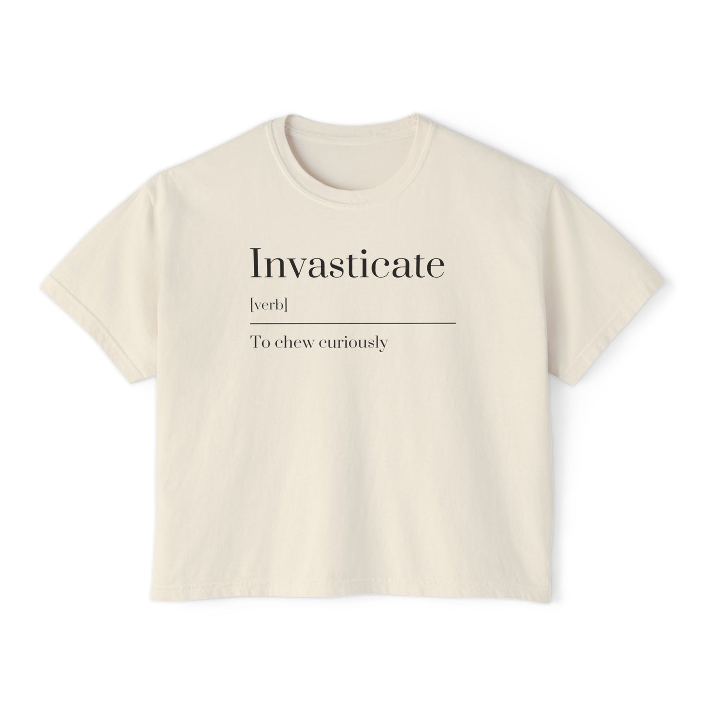 Curious Adventure Women's Boxy Tee, Casual Summer Top, Gift for Foodies, Vintage Inspired Shirt, Chew Curiously Tee