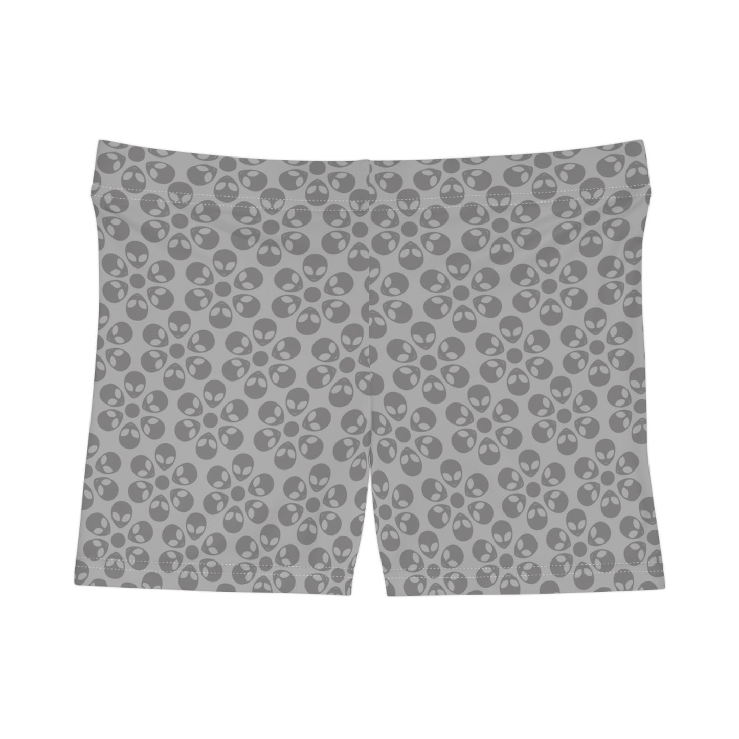 Alien Pattern Womens Shorts for Casual Summer Days Beach Wear Festival Outfit Relaxed Style Alien Flowers Light Grey