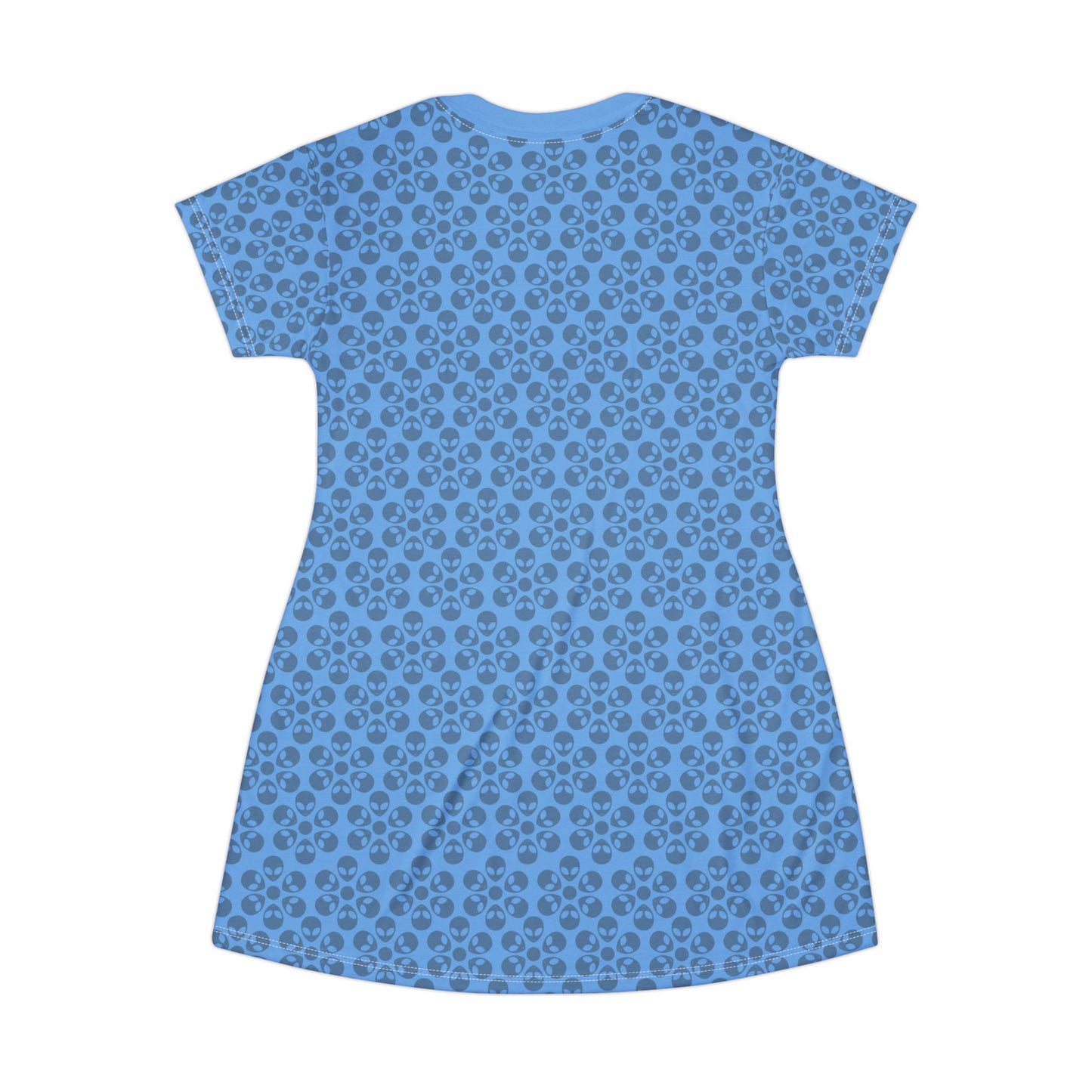 Floral Pattern TShirt Dress Casual Summer Dress Cute Dress for Women Floral Print Dress Trendy Everyday Wear Perfect for Beach Alien Flowers Light Blue