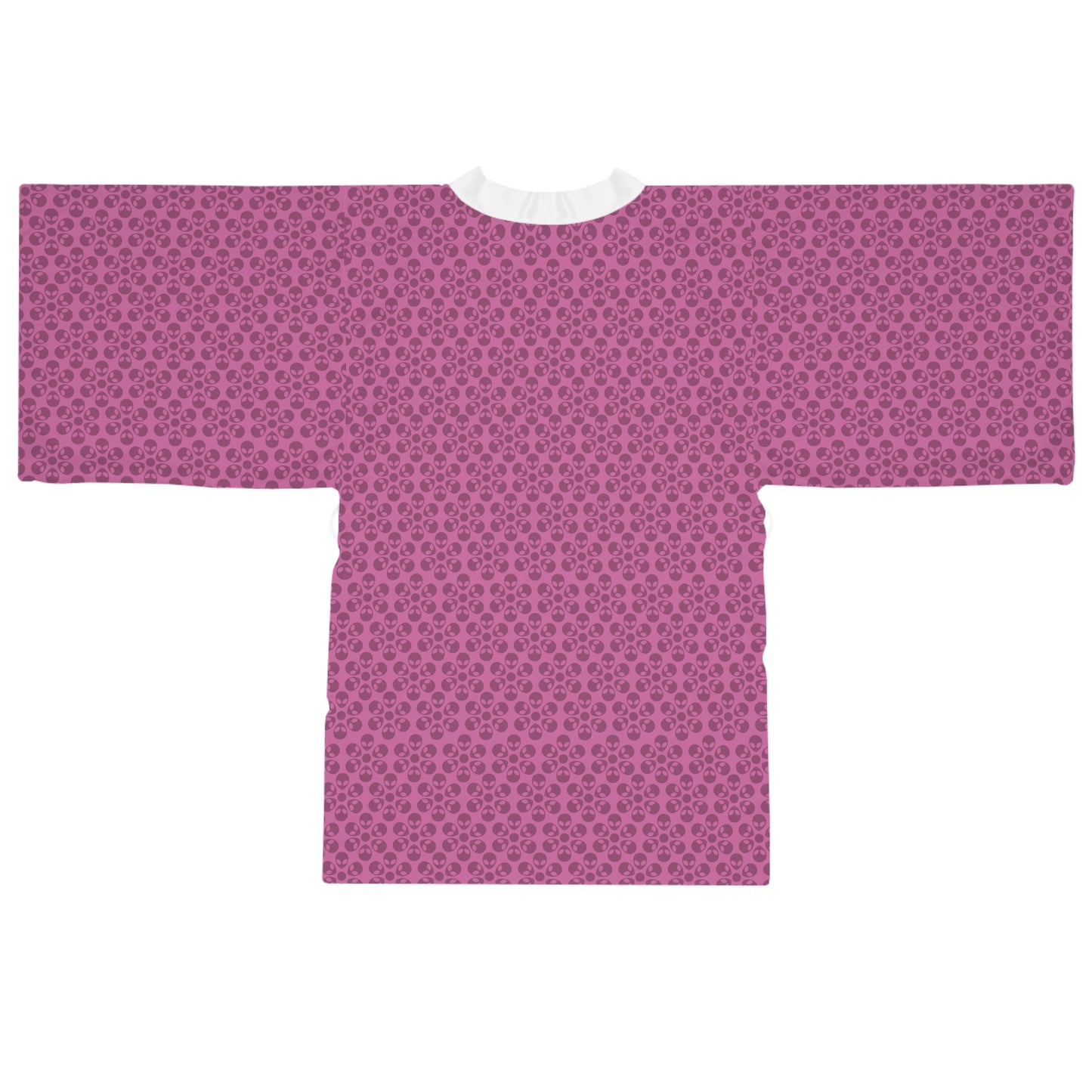 Chic Floral Long Sleeve Kimono Robe Bohemian Loungewear Relaxation Gift Spa Day Essential Cozy Home Attire Trendy Style Alien Flowers Light Pink