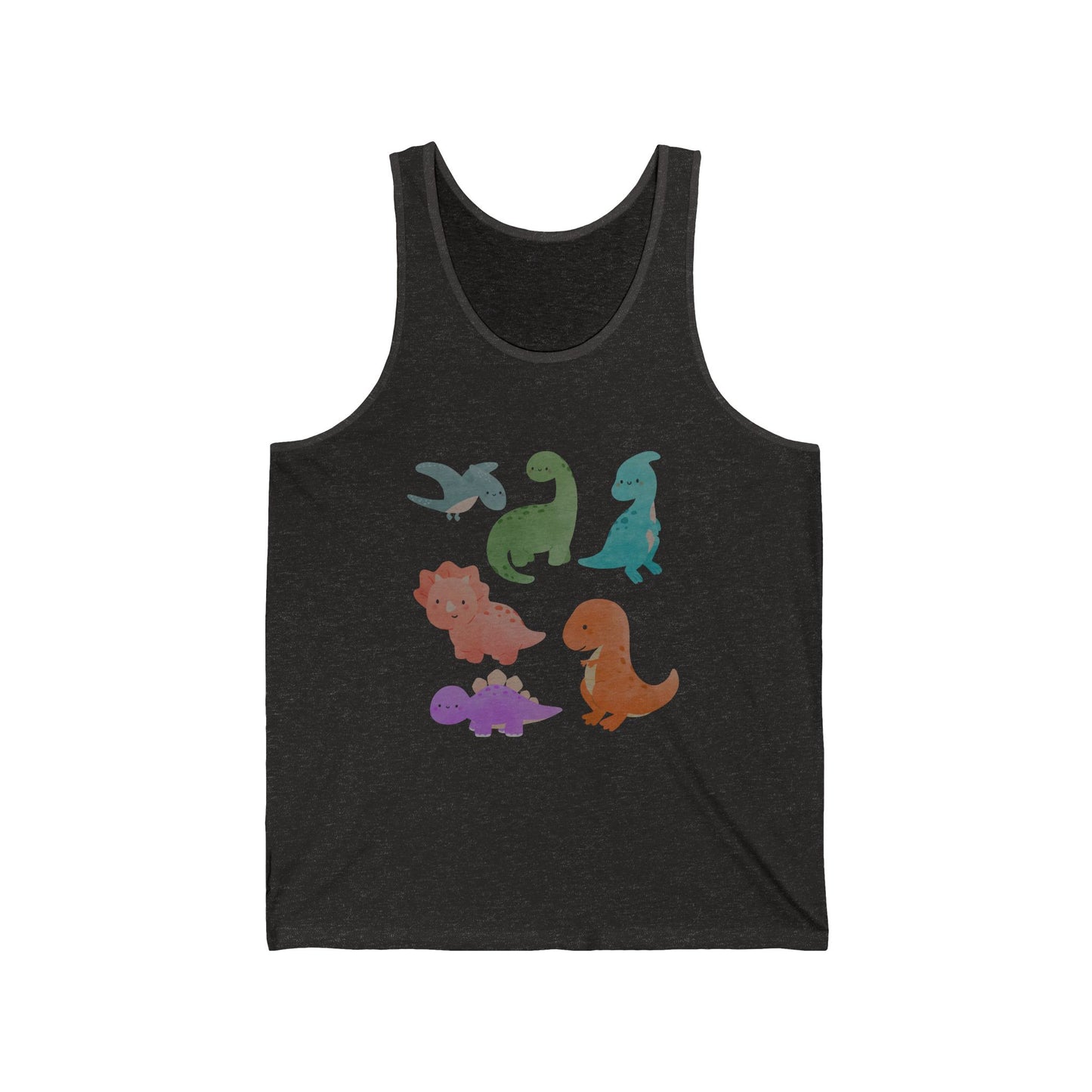 Dinosaur Graphic Unisex Jersey Tank | Fun Summer Top, Cute Gift for Kids and Adults, Dinosaur Lovers, Birthday Party, Casual Wear
