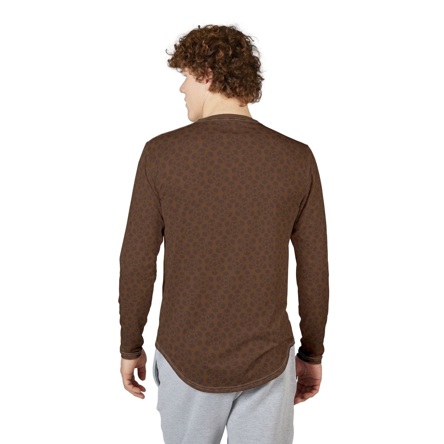 Mens UV Protection Long Sleeve Shirt  Alien Flowers Brown