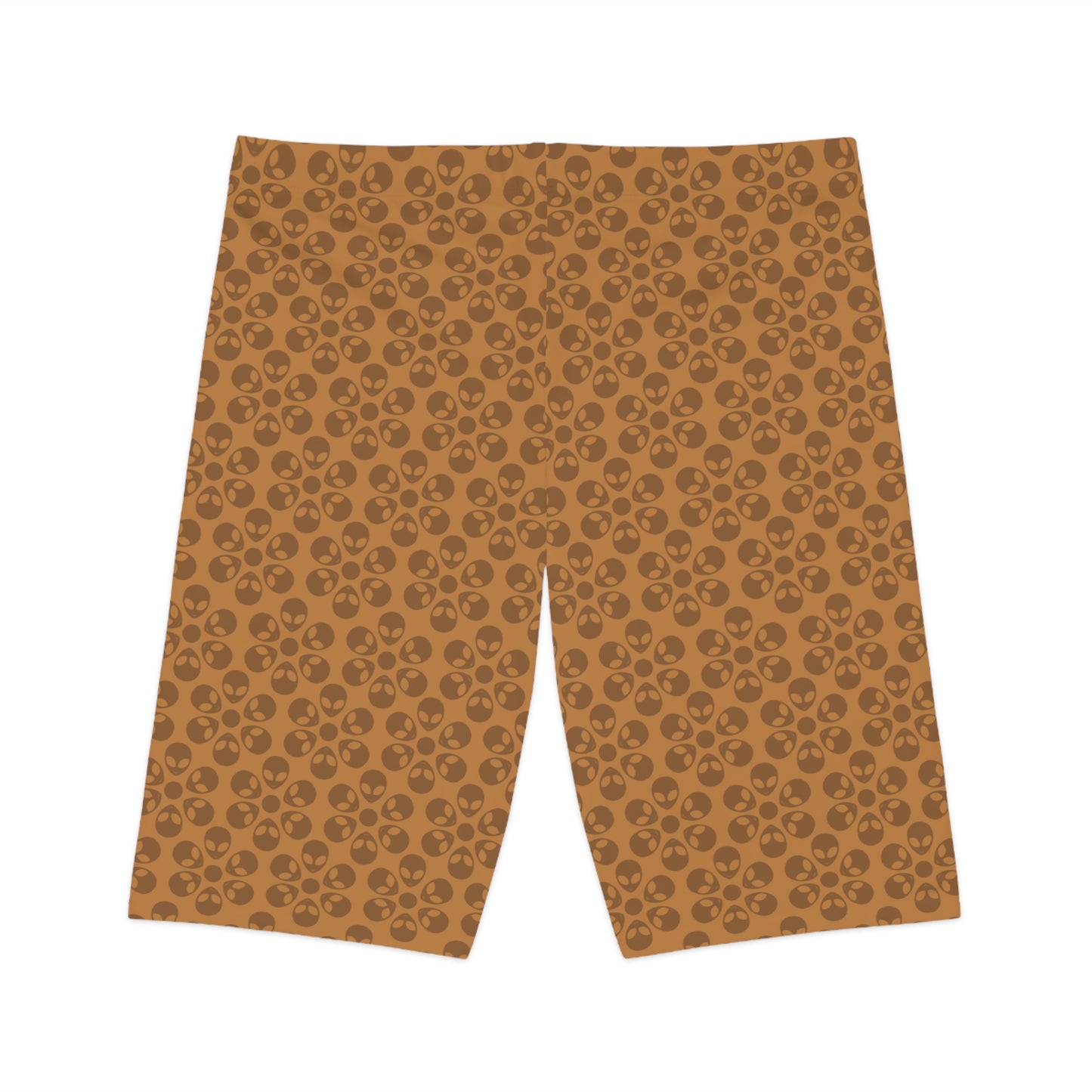 Womens Bike Shorts Alien Flowers Light Brown