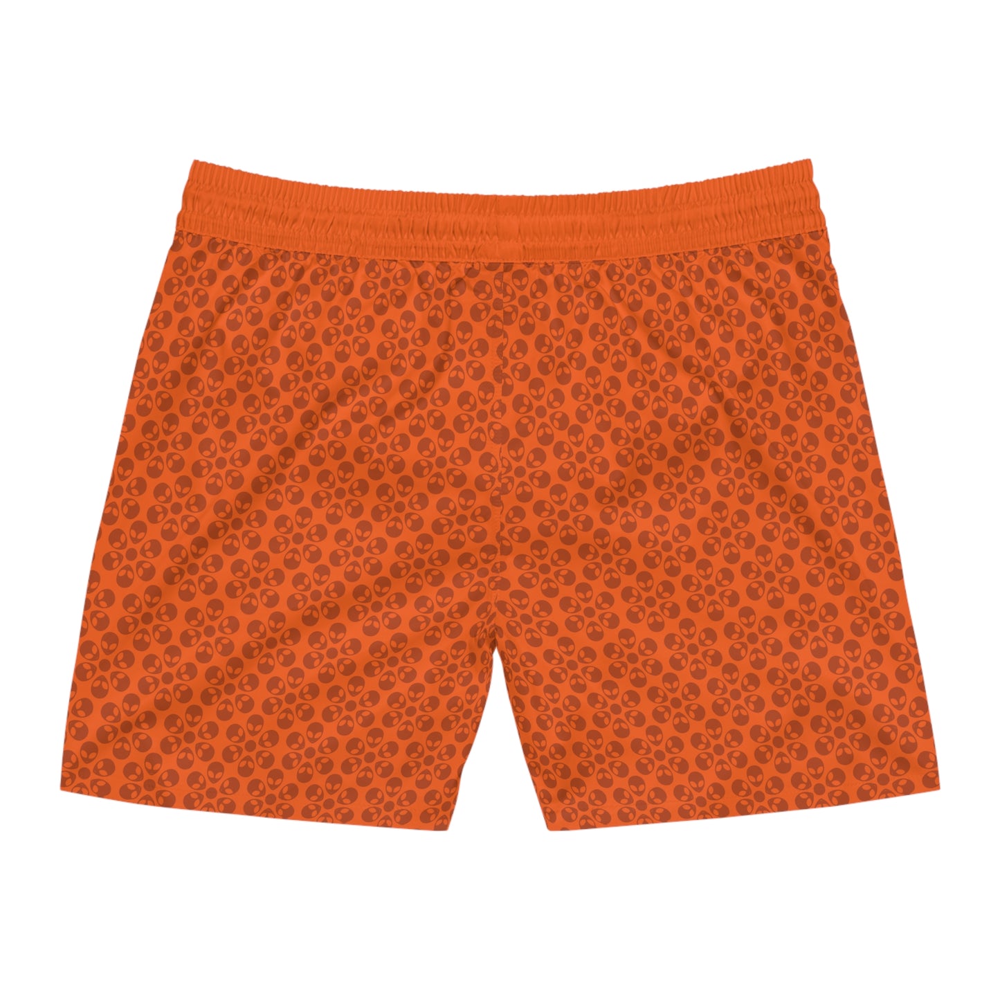 Stylish Mens MidLength Swim Shorts Beachwear Vacation Essentials Poolside Comfort Summer Outfit Trendy Swimwear Alien Flowers Orange
