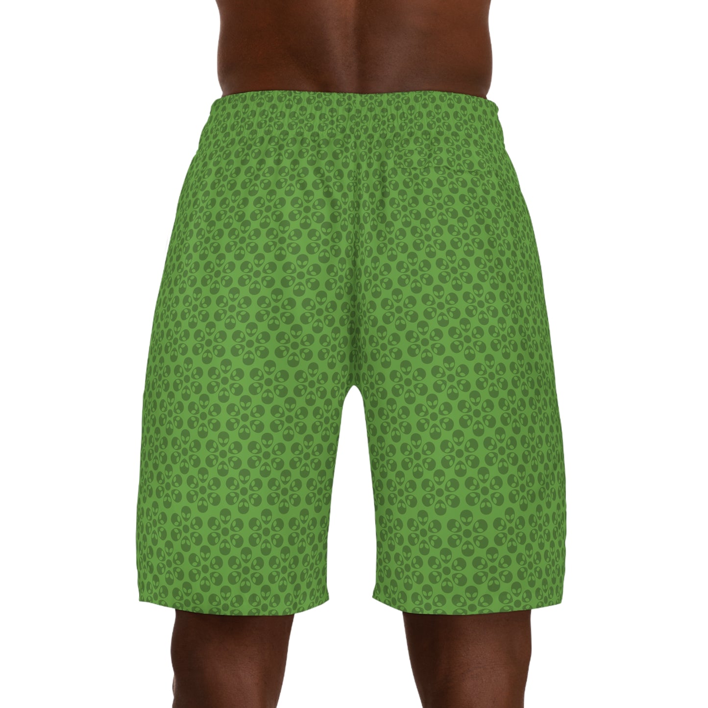 Mens Jogger Shorts  Alien Flowers Green