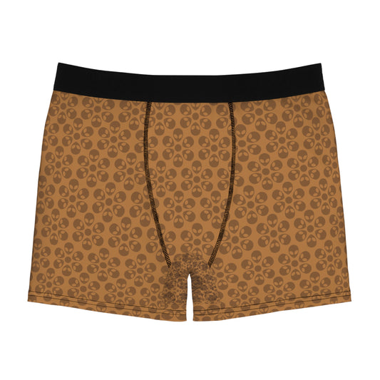 Mens Boxer Briefs  Alien Flowers Light Brown