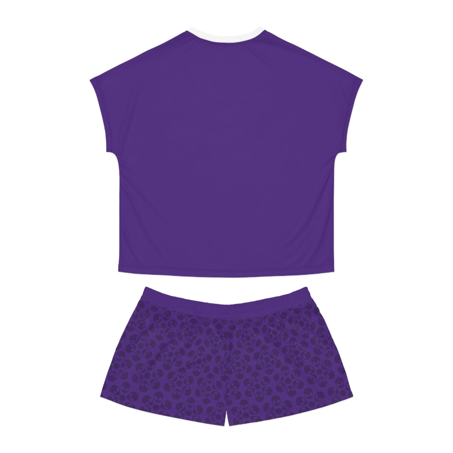 Stylish Womens Pajama Set Cozy Sleepwear AOP Floral Print Perfect for Lounging Gift for Her Summer Nights Relaxation Alien Flowers Purple