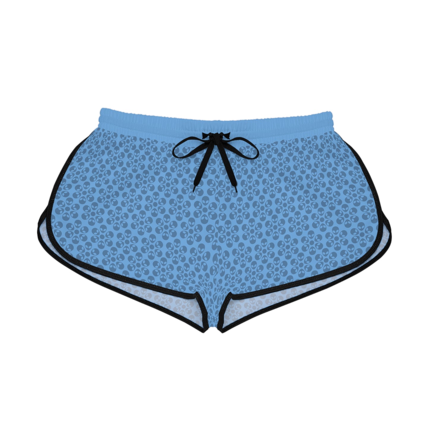 Womens Relaxed Shorts  Alien Flowers Light Blue