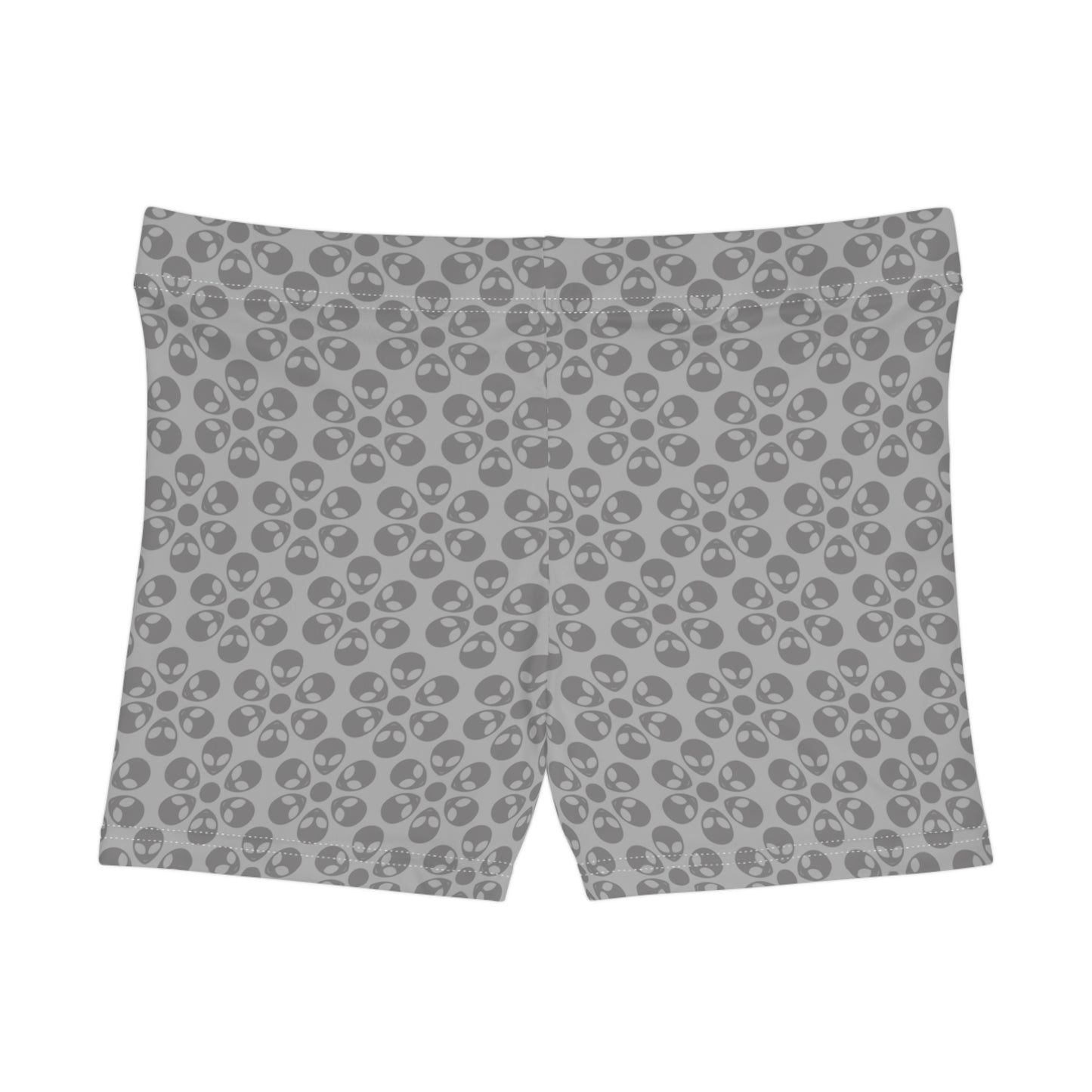 Alien Pattern Womens Shorts for Casual Summer Days Beach Wear Festival Outfit Relaxed Style Alien Flowers Light Grey