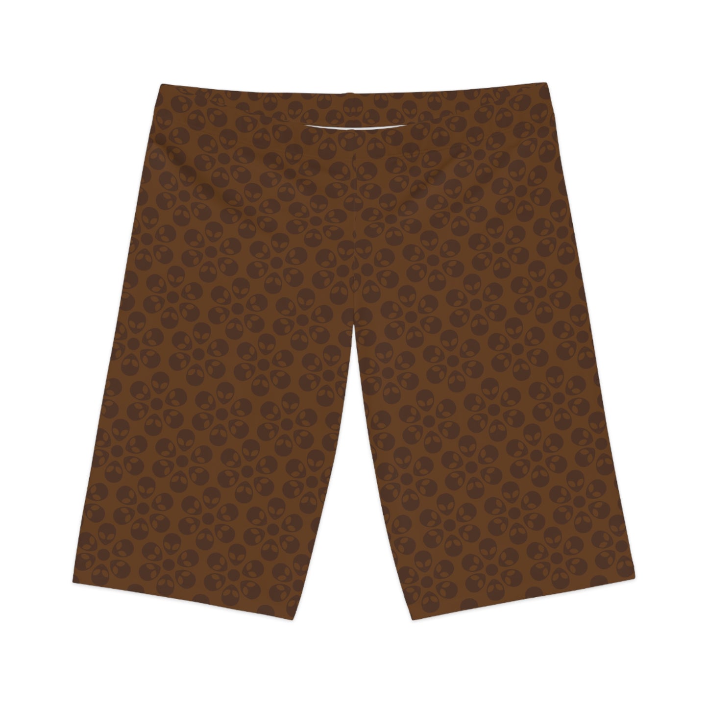 Womens Bike Shorts Alien Flowers Brown
