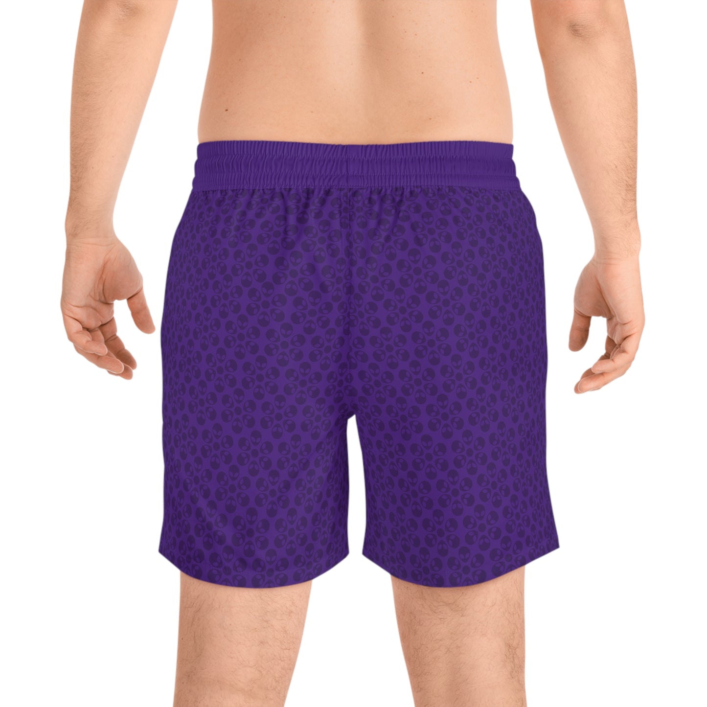 Stylish Mens MidLength Swim Shorts Beachwear Vacation Essentials Poolside Comfort Summer Outfit Trendy Swimwear Alien Flowers Purple