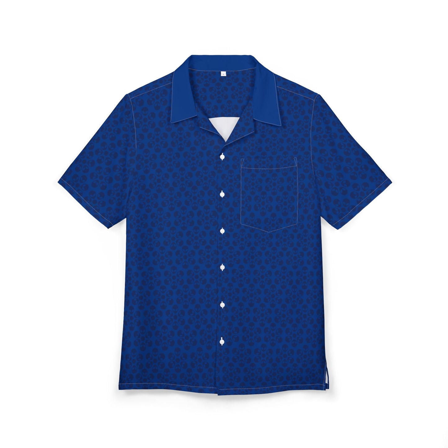 Unisex Hawaiian ButtonDown Shirt  Tropical Vibe Summer Apparel Beachwear Vacation Outfit Casual Wear Alien Flowers Dark Blue