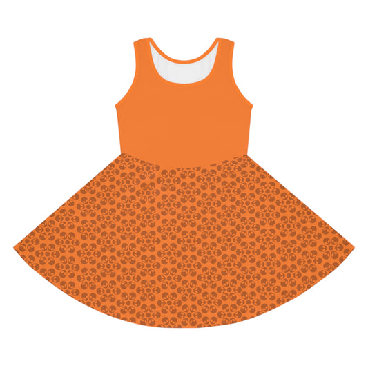 Girls Floral Sleeveless Sundress Cute Summer Dress Kids Fashion Birthday Outfit Playful Floral Pattern Spring Dress Alien Flowers Crusta