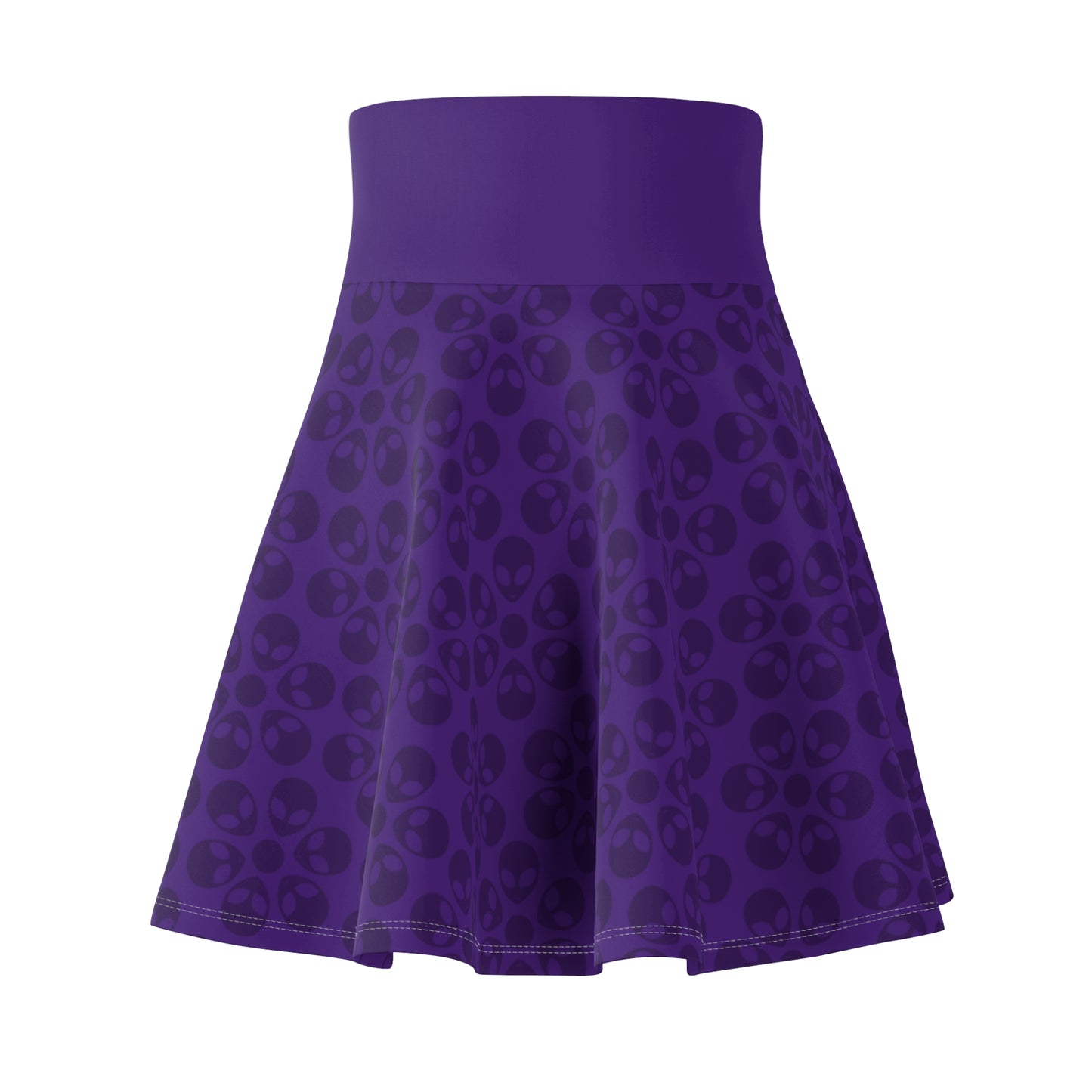 Skull Pattern Womens Skater Skirt Cute AOP Skirt Gothic Summer Wear Festival Outfit Alternative Fashion Alien Flowers Purple