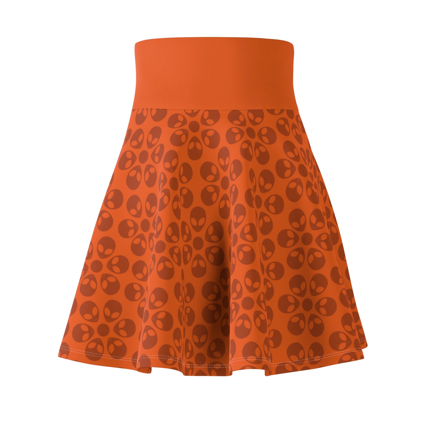 Skull Pattern Womens Skater Skirt Cute AOP Skirt Gothic Summer Wear Festival Outfit Alternative Fashion Alien Flowers Orange