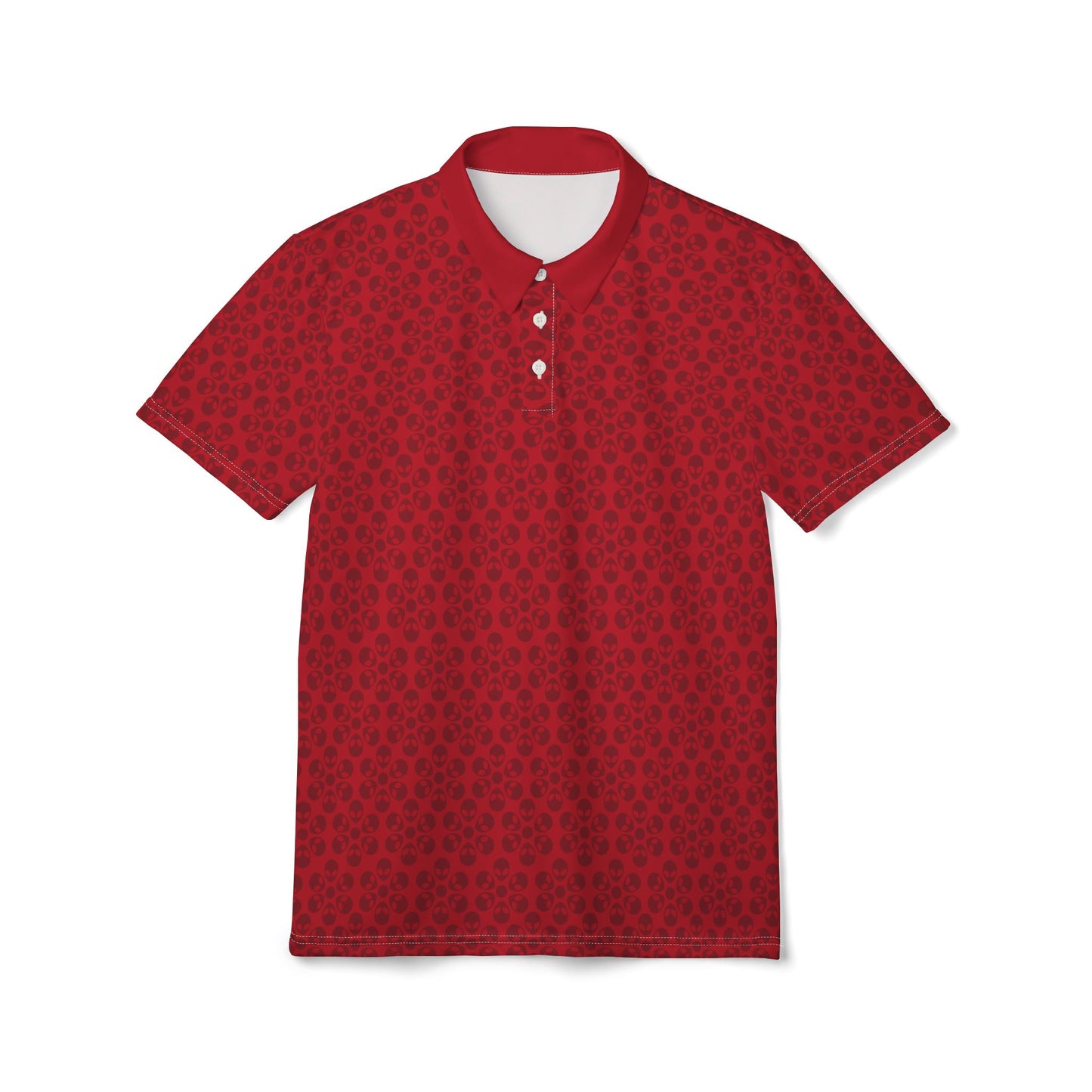 Stylish Unisex Polo Shirt  Modern Floral Design Casual Wear Gift for Him/Her Summer Outfit Personalized Style Alien Flowers Dark Red