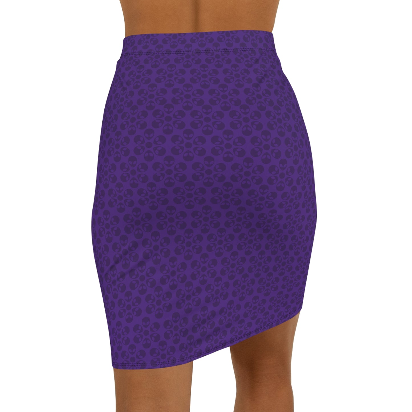 Womens MidWaist Pencil Skirt  Alien Flowers Purple